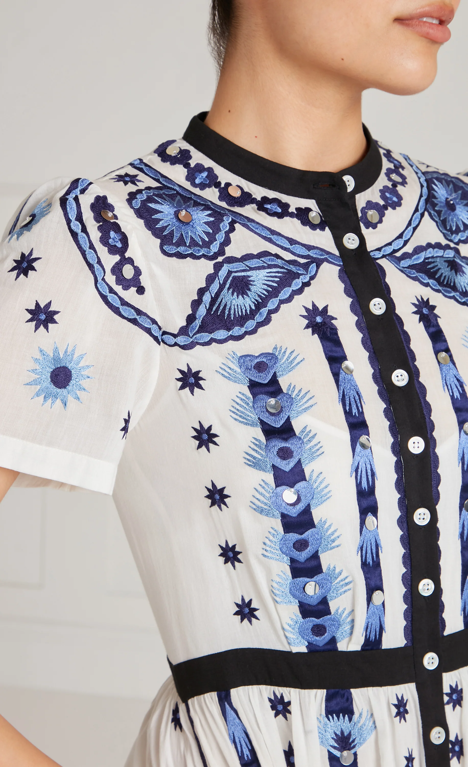 Edith Shirt Dress - White & Blue - Image 7