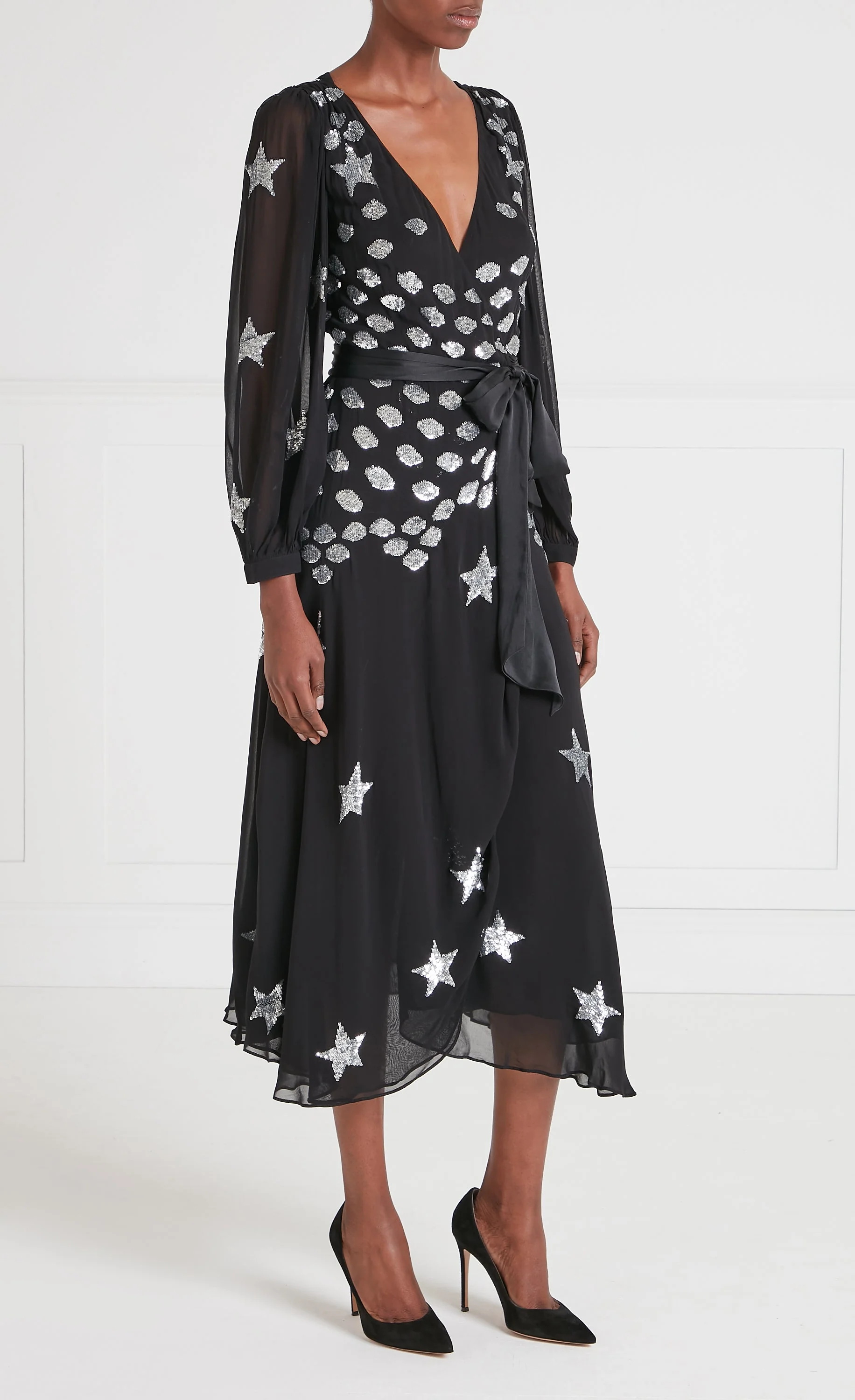 Etoile Wrap Dress - Black Mix - Image 3
