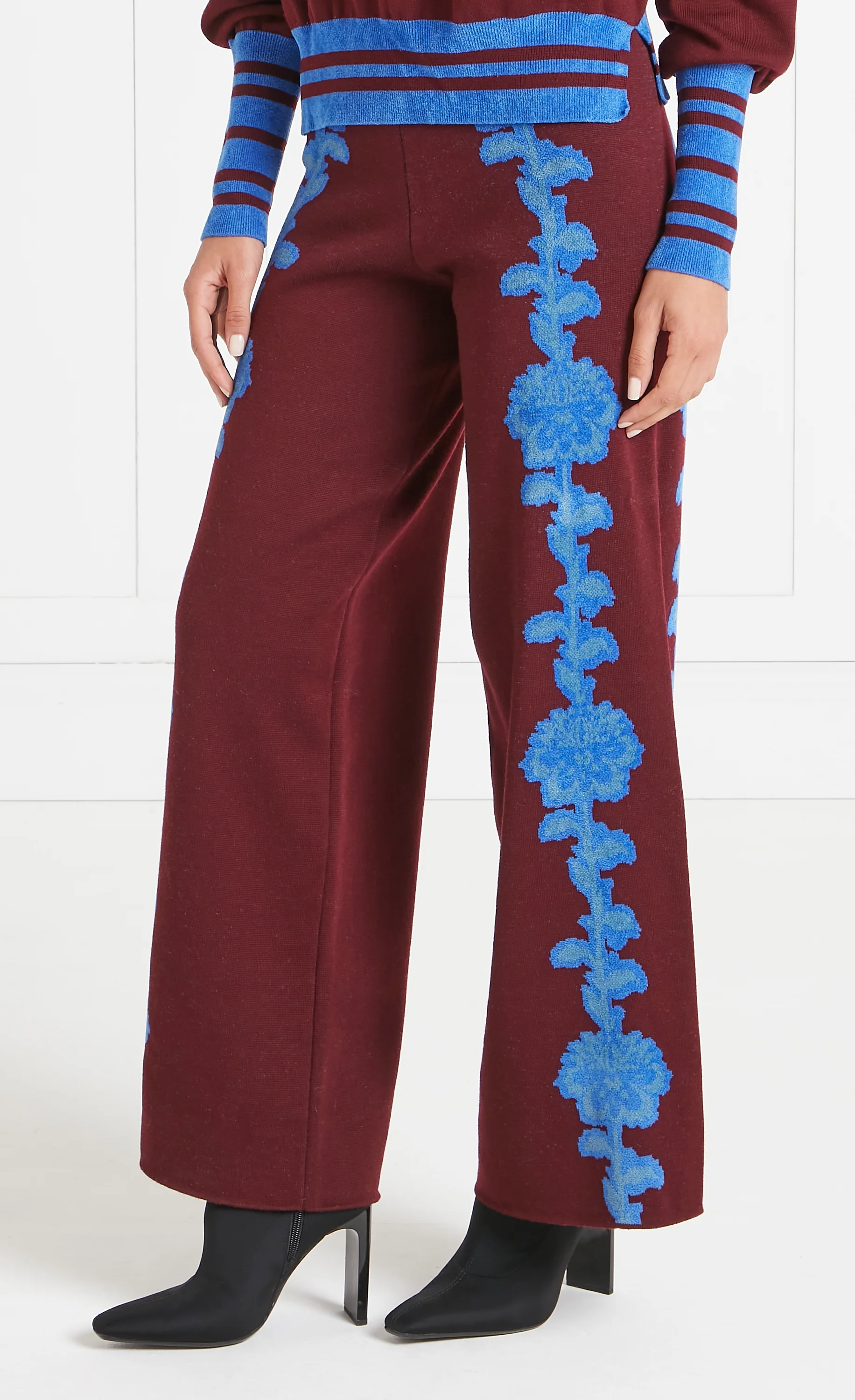 Floral Knit Trousers - Dark Amethyst - Image 2