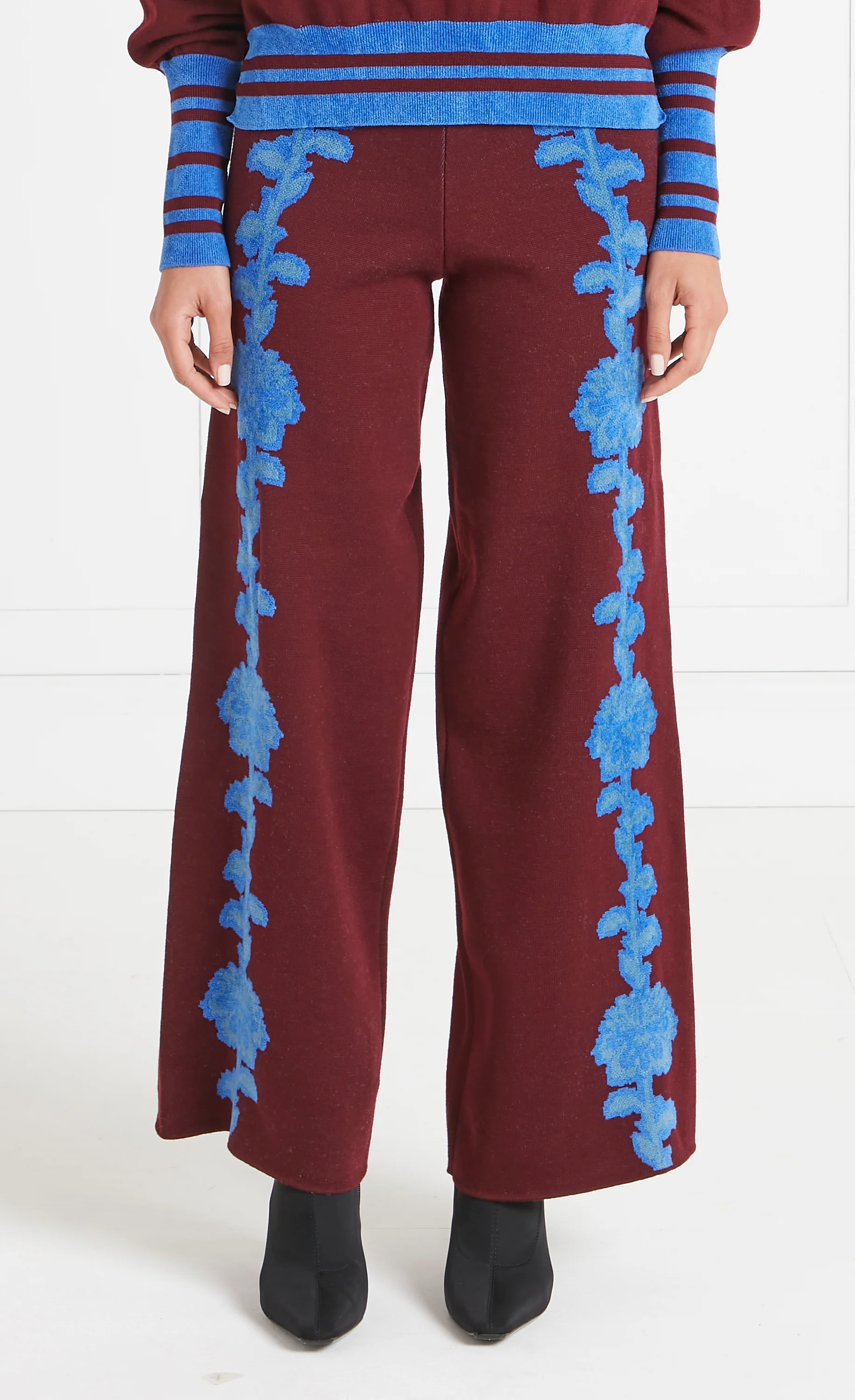 Floral Knit Trousers - Dark Amethyst - Image 3