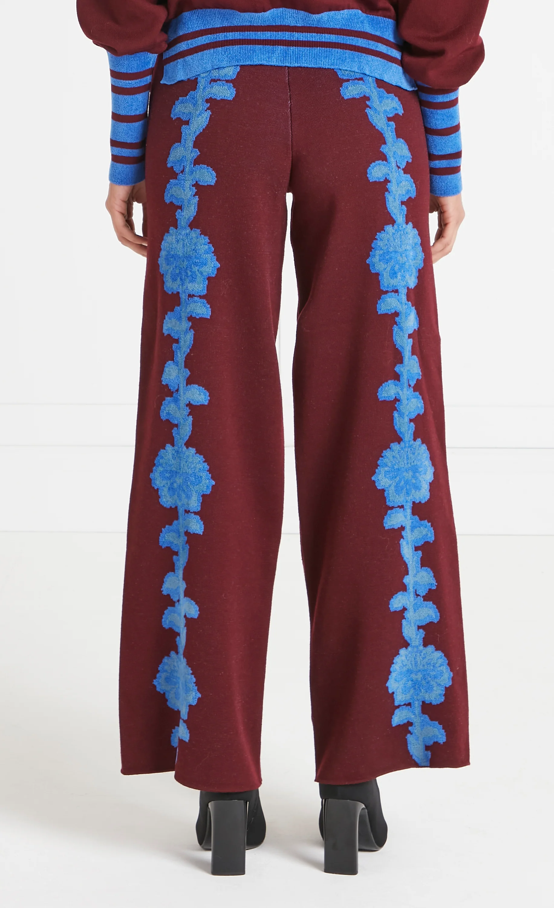Floral Knit Trousers - Dark Amethyst - Image 4