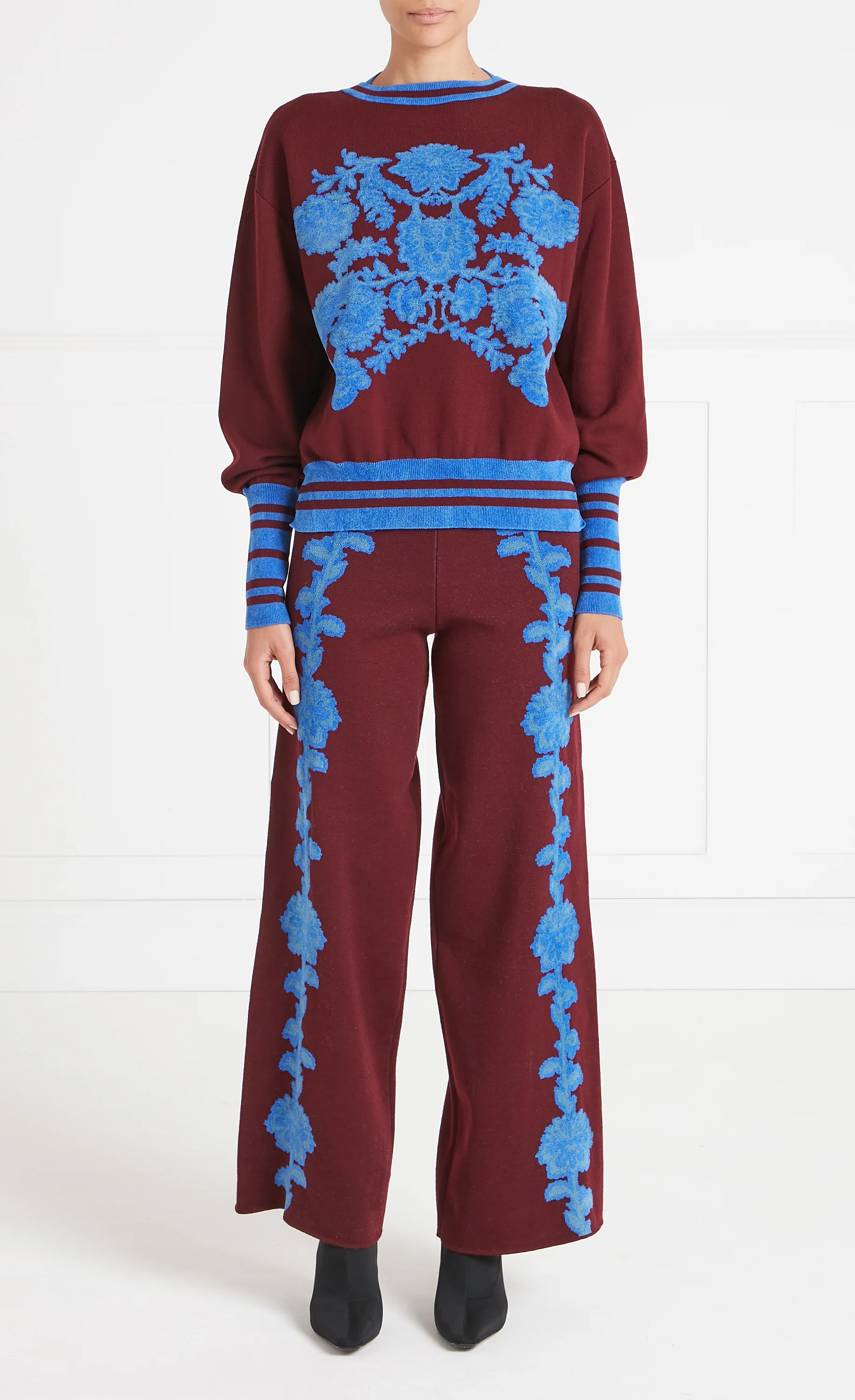 Floral Knit Trousers - Dark Amethyst - Image 5