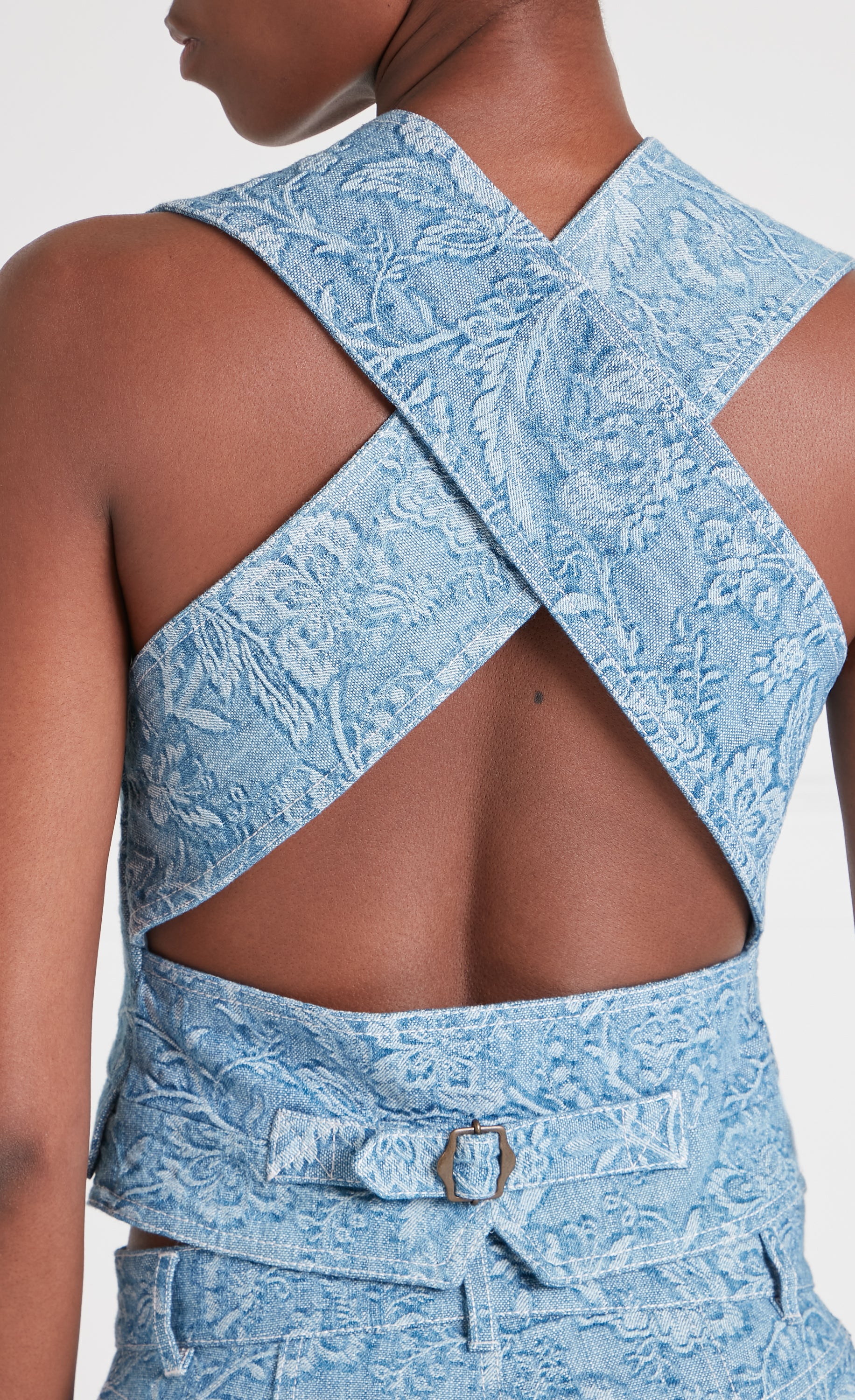 Francis Denim Waistcoat - Washed Blue - Image 5