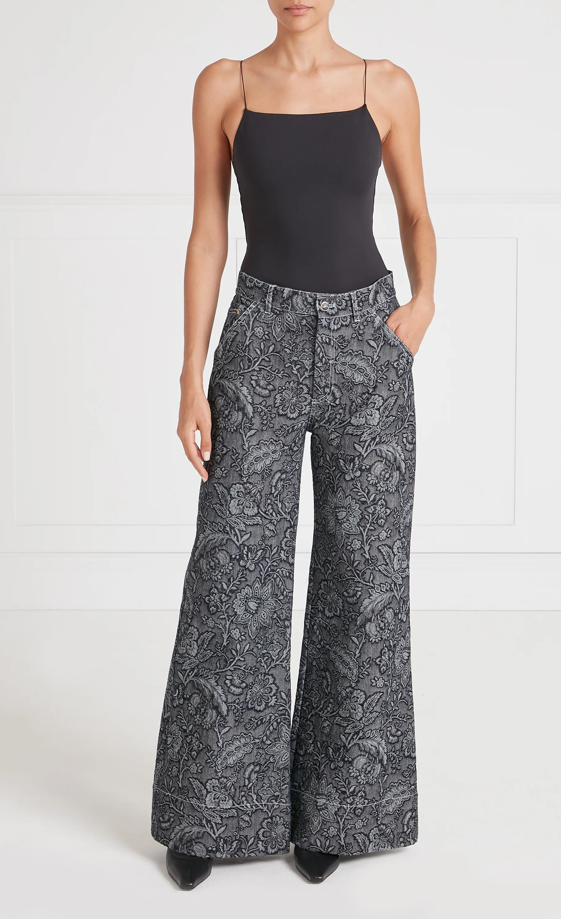 Francis Denim Wide-Leg Trousers - Washed Black - Image 2