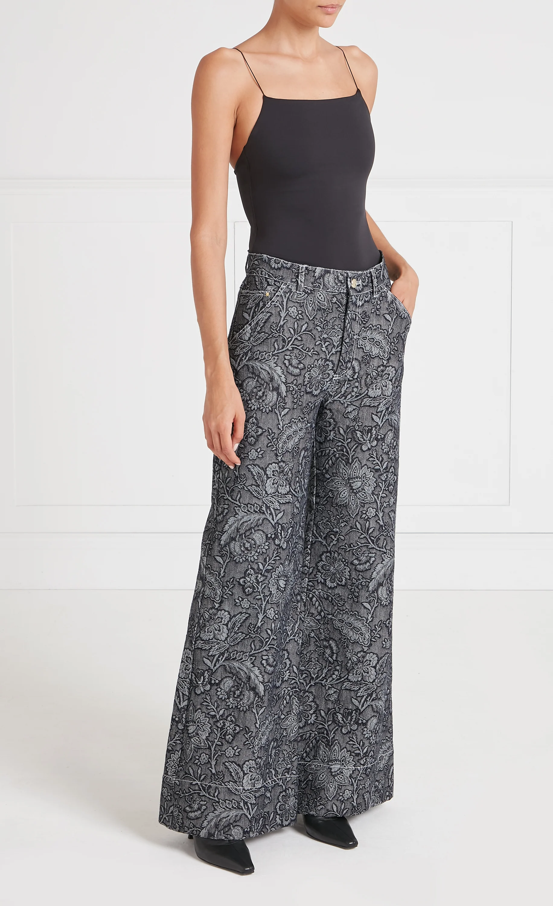 Francis Denim Wide-Leg Trousers - Washed Black - Image 3