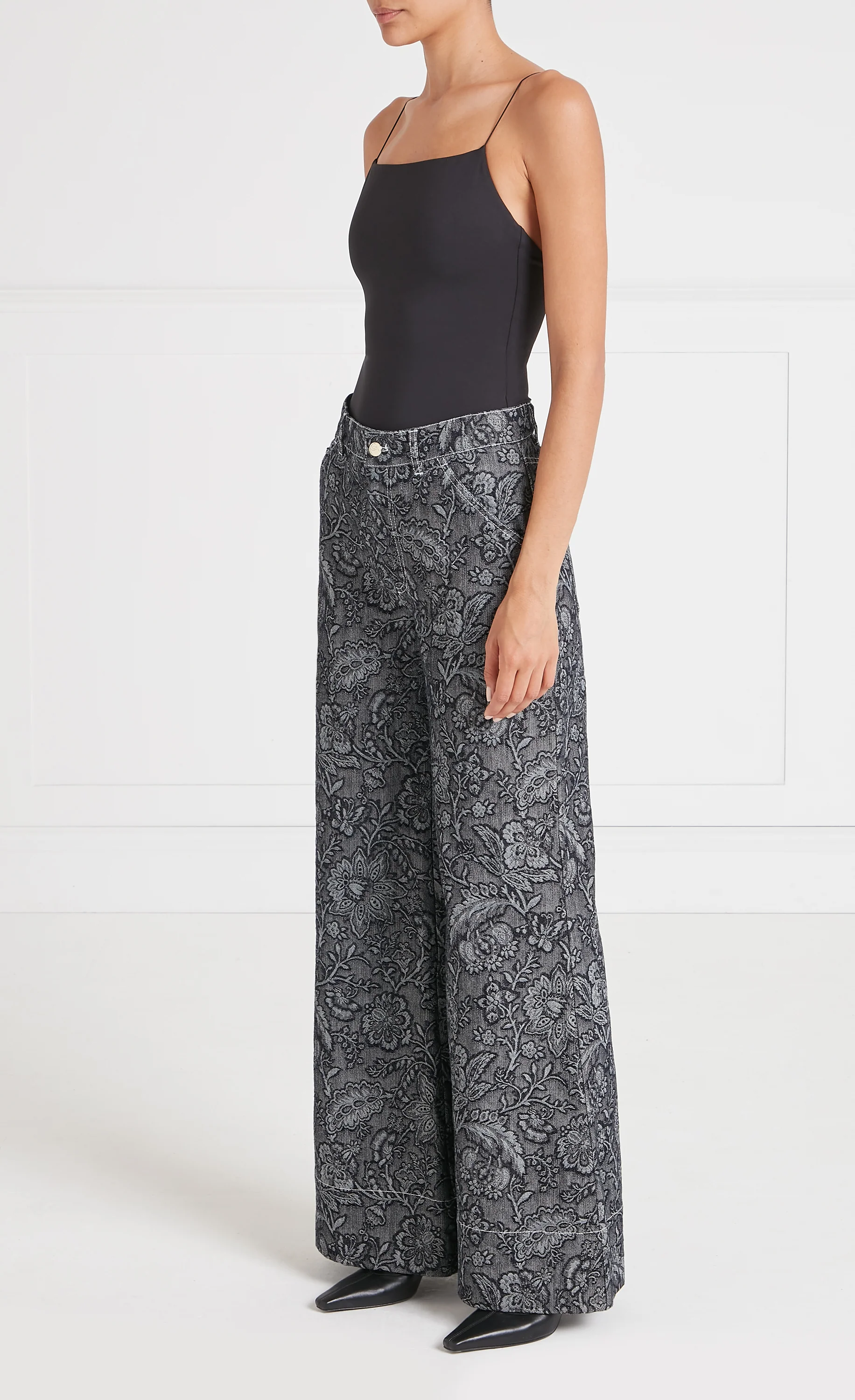 Francis Denim Wide-Leg Trousers - Washed Black - Image 4