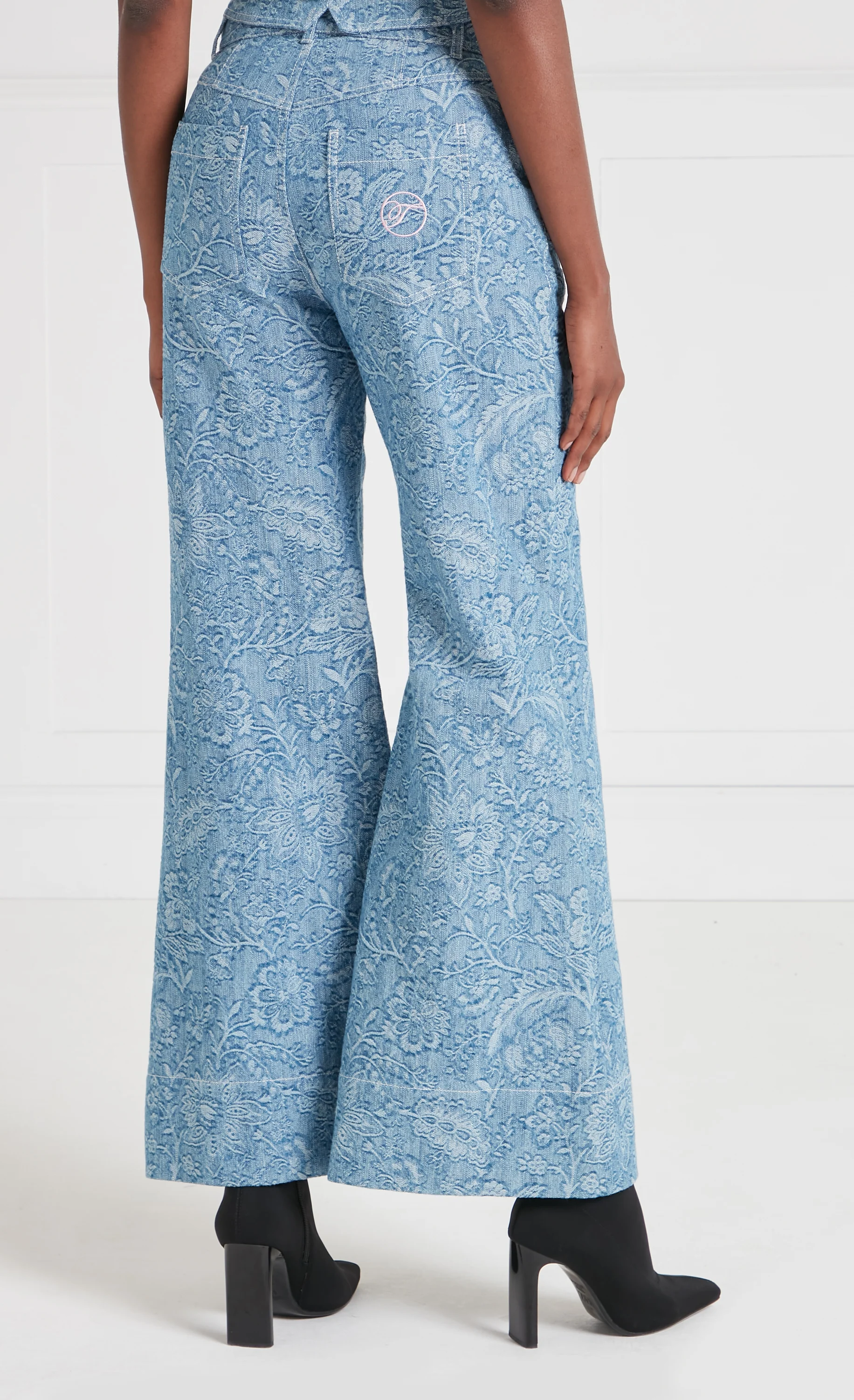 Francis Denim Wide-Leg Trousers - Washed Blue - Image 3