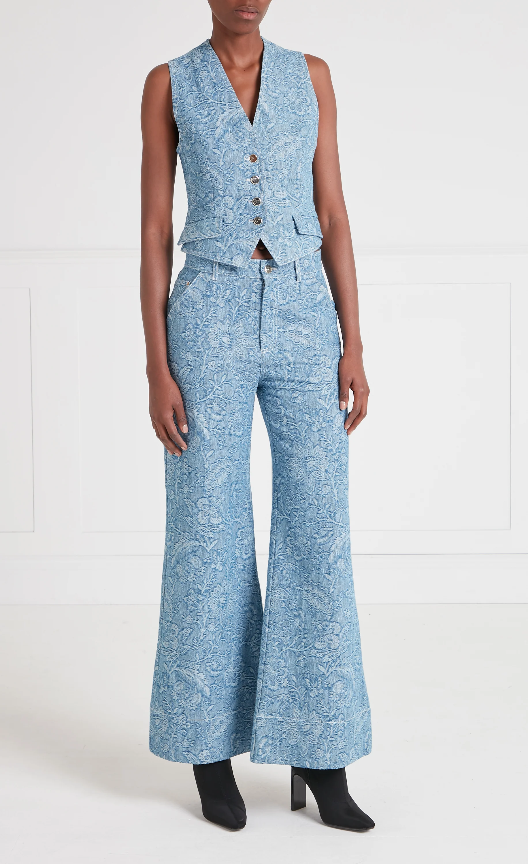 Francis Denim Wide-Leg Trousers - Washed Blue - Image 4