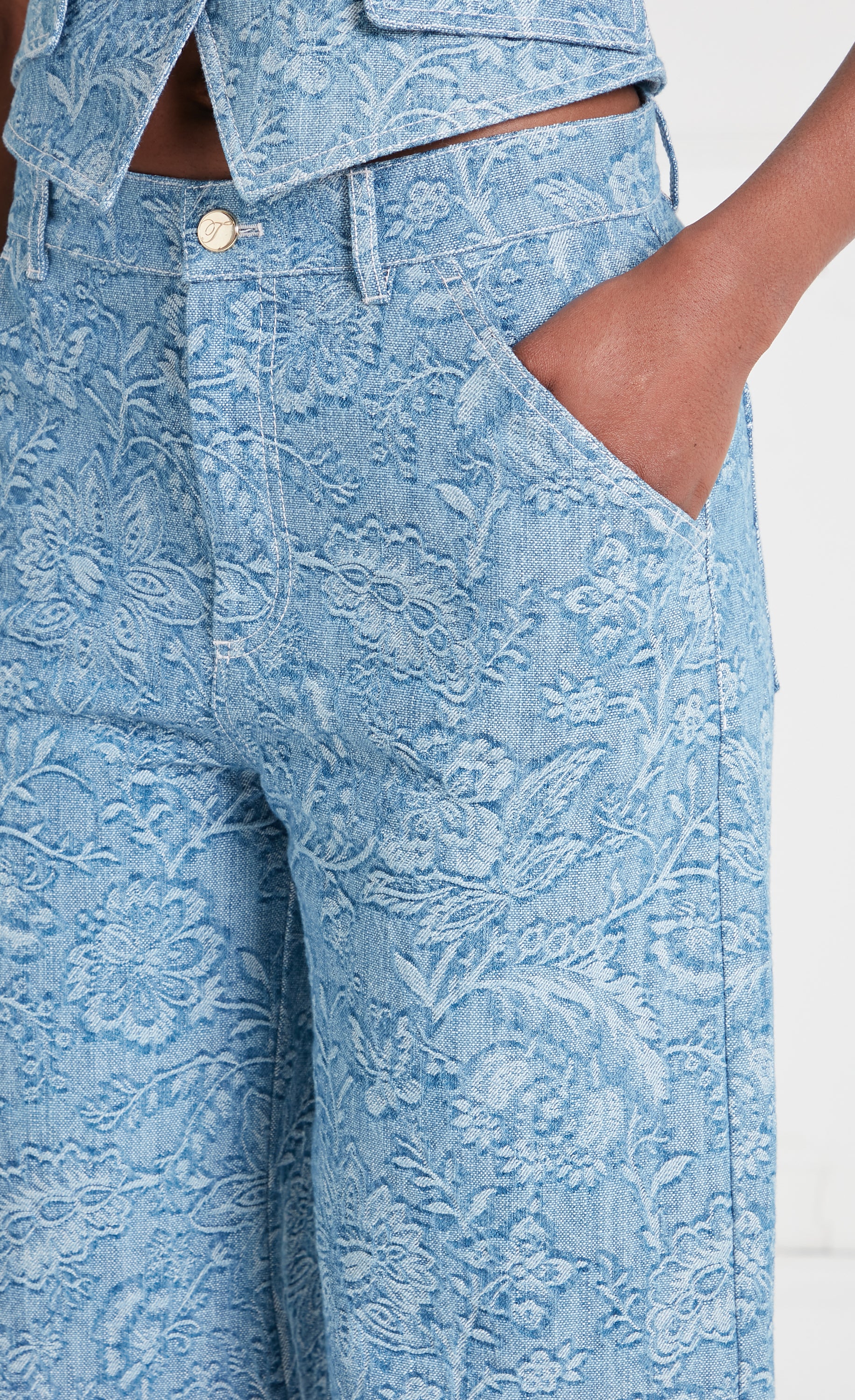 Francis Denim Wide-Leg Trousers - Washed Blue - Image 5
