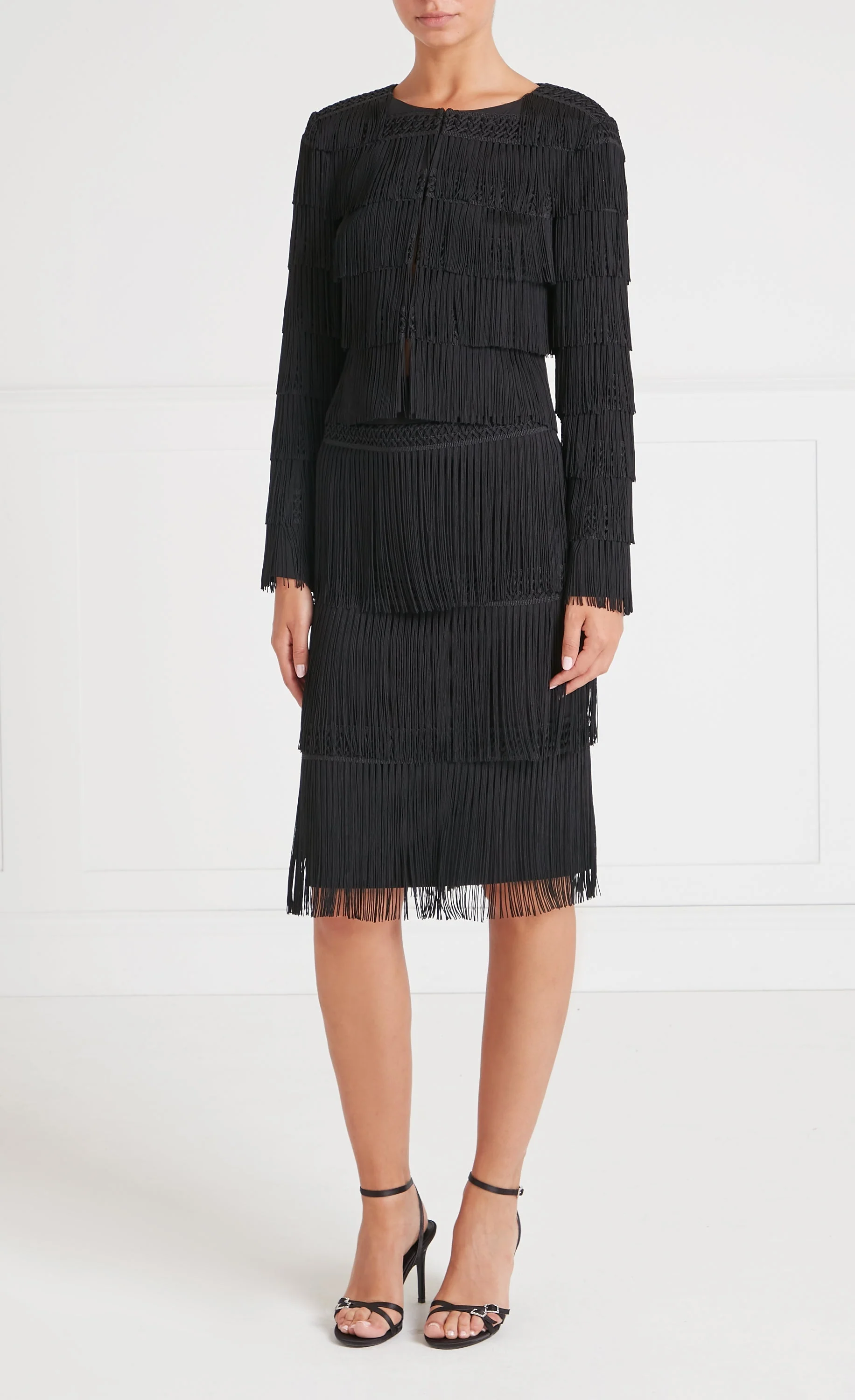 Fringe Cropped Jacket - Black - Image 5