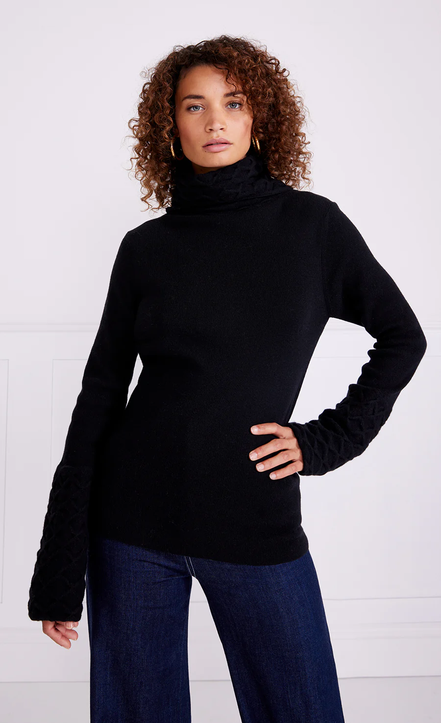 Honeycomb Knit Jumper - Black - Image 3
