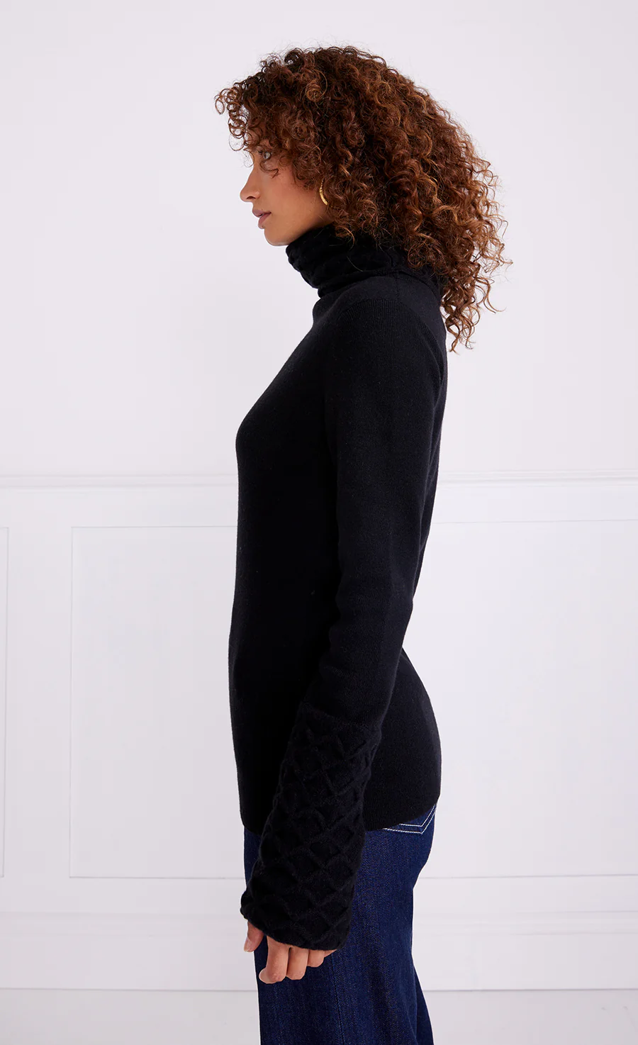 Honeycomb Knit Jumper - Black - Image 4