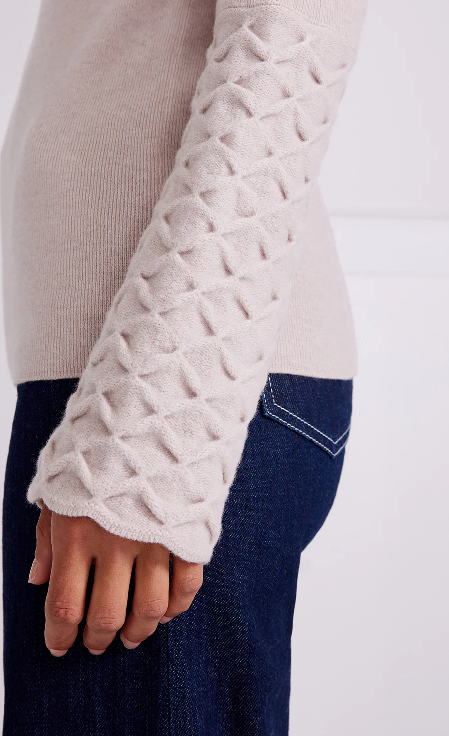 Honeycomb Knit Jumper - Buttermilk - Image 5