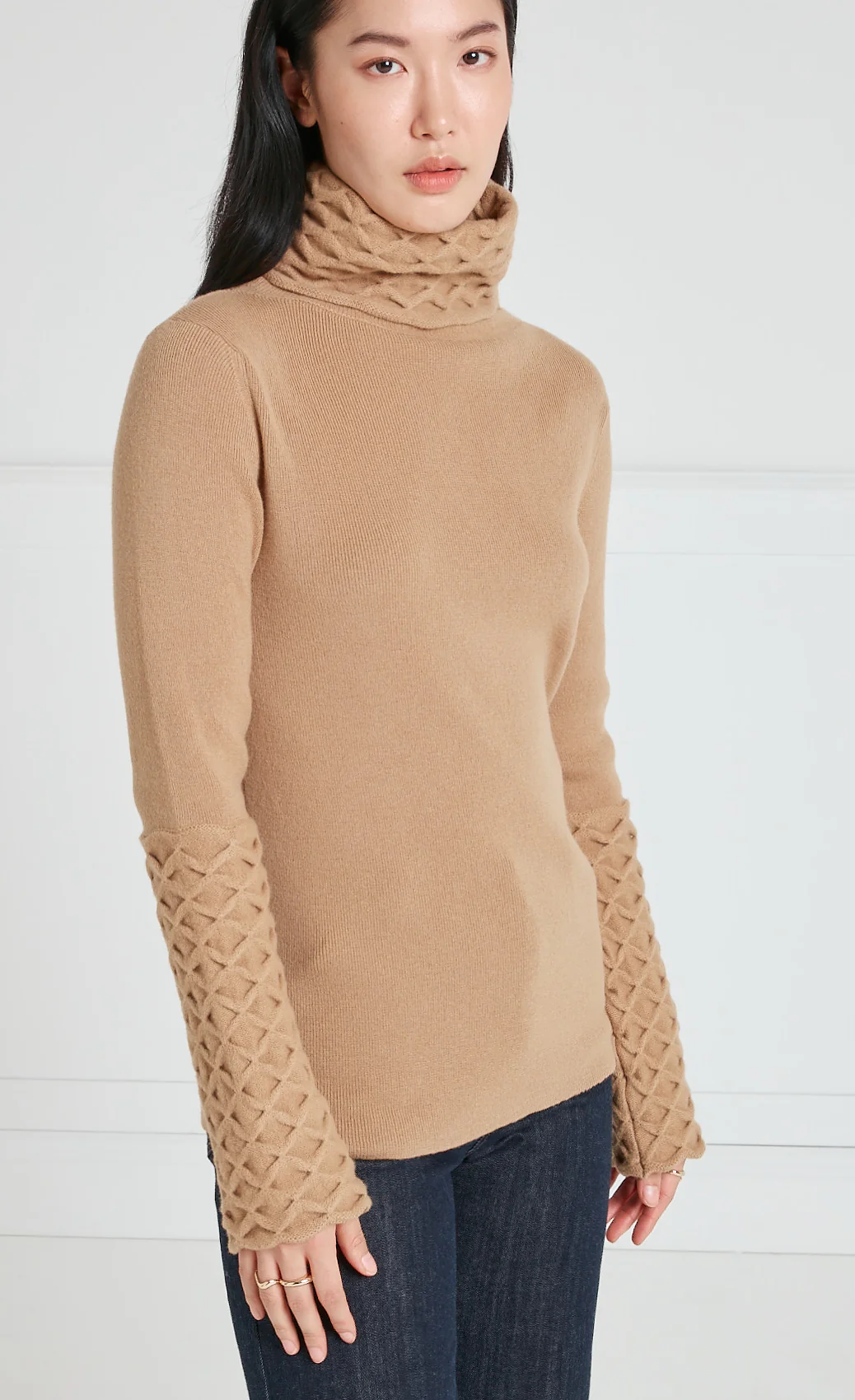 Honeycomb Knit Jumper - Camel - Image 3