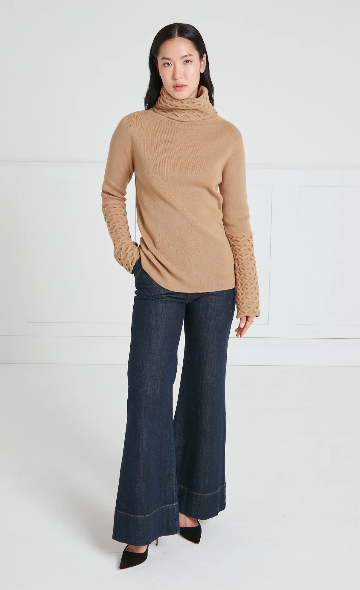 Honeycomb Knit Jumper - Camel - Image 5
