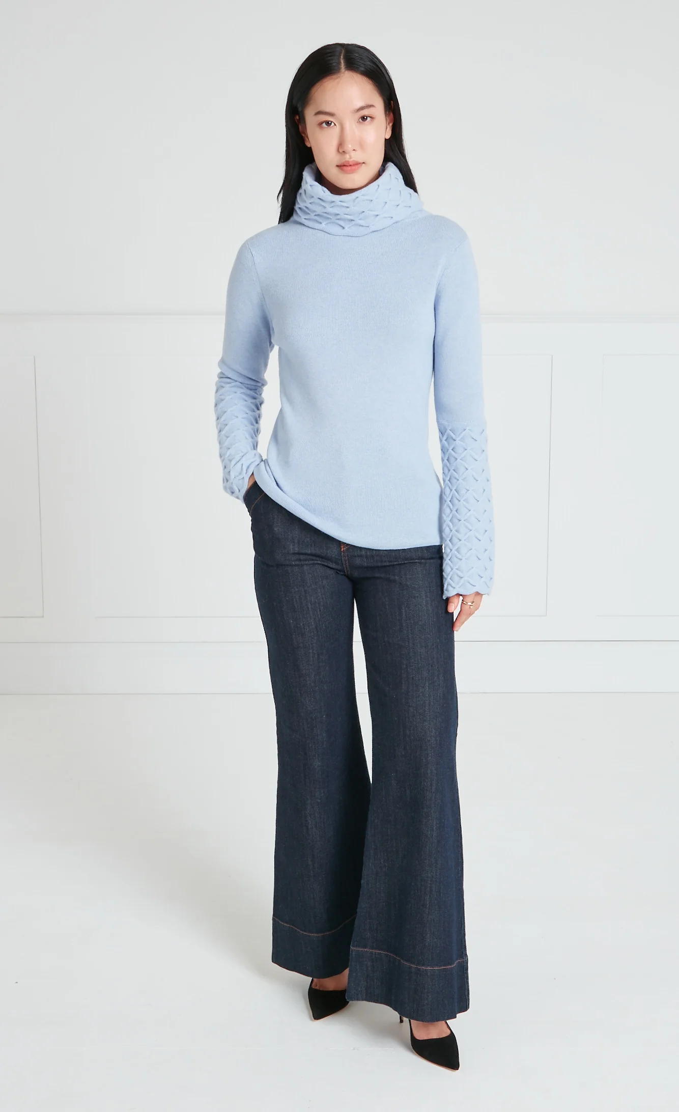Honeycomb Knit Jumper - Powder Blue - Image 5