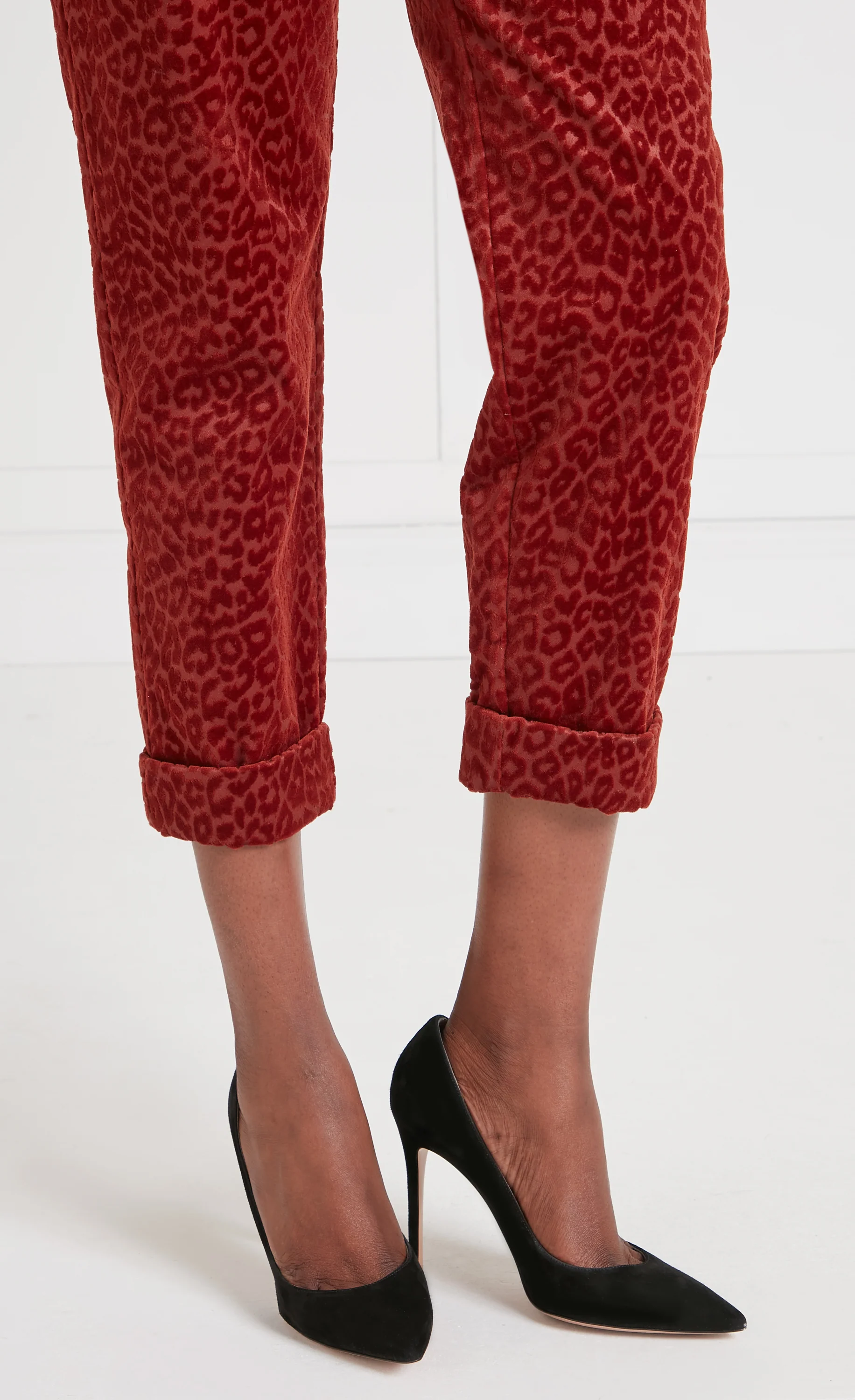 Lynx Velvet Tapered Trousers - Maple Tonal Leopard - Image 6