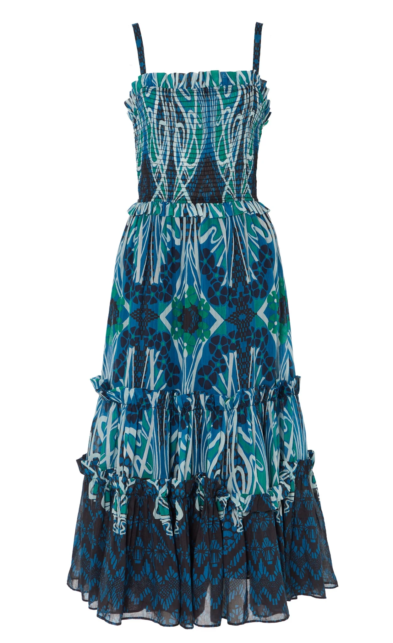 Monikh Strappy Dress - Blue & Green Mix