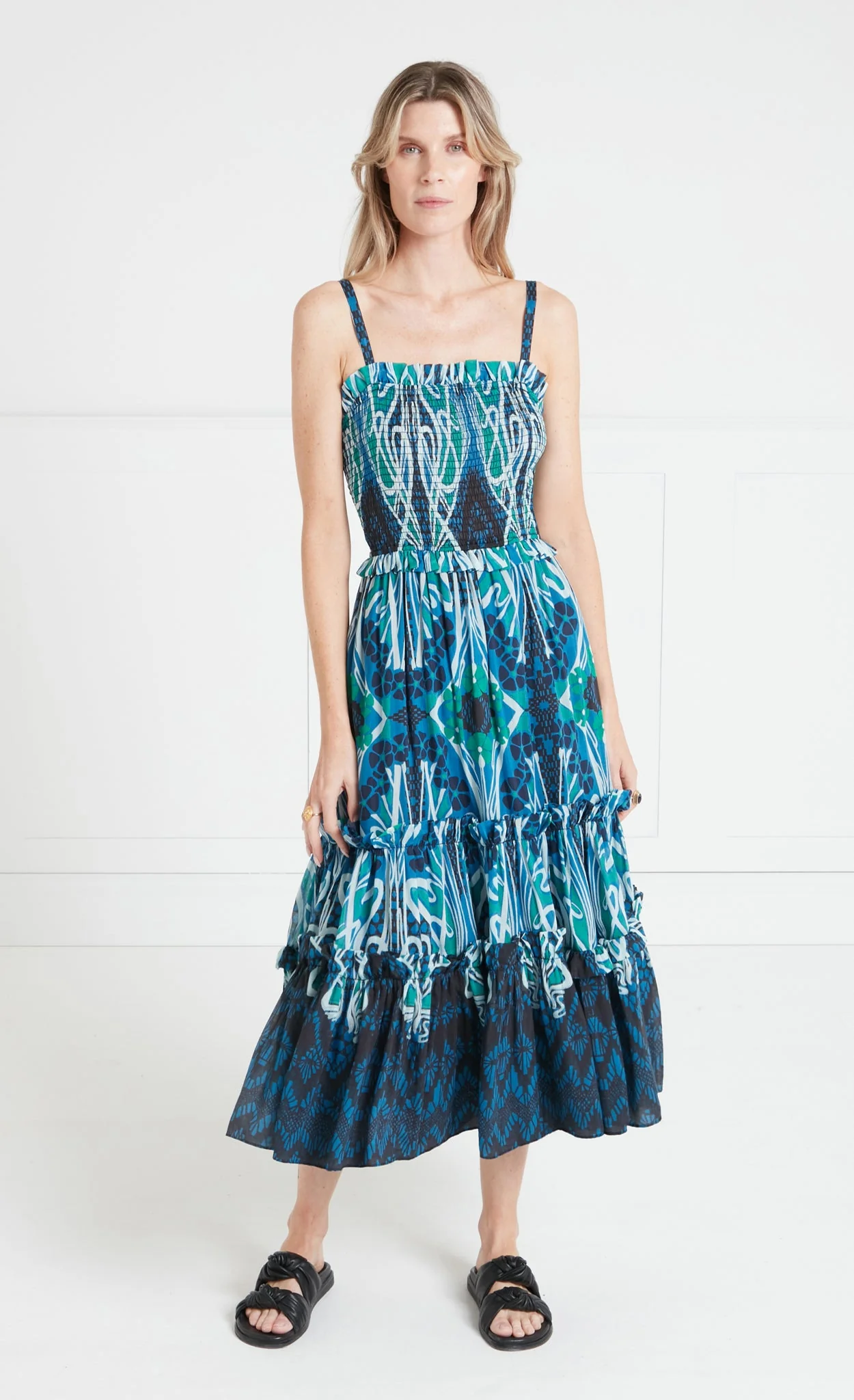 Monikh Strappy Dress - Blue & Green Mix - Image 2