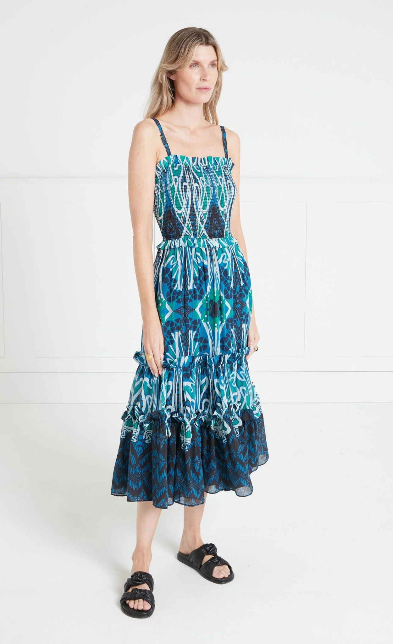 Monikh Strappy Dress - Blue & Green Mix - Image 3