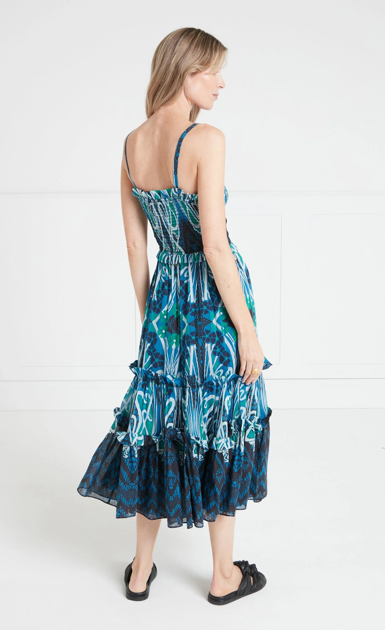 Monikh Strappy Dress - Blue & Green Mix - Image 4