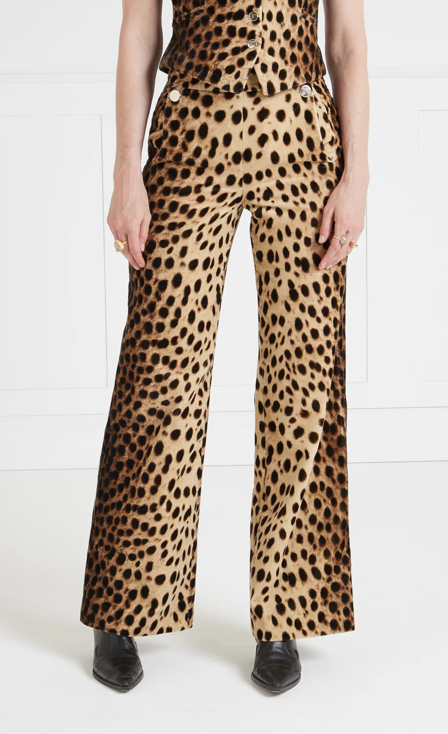 Nemera Velvet Trousers - Leopard Print - Image 2