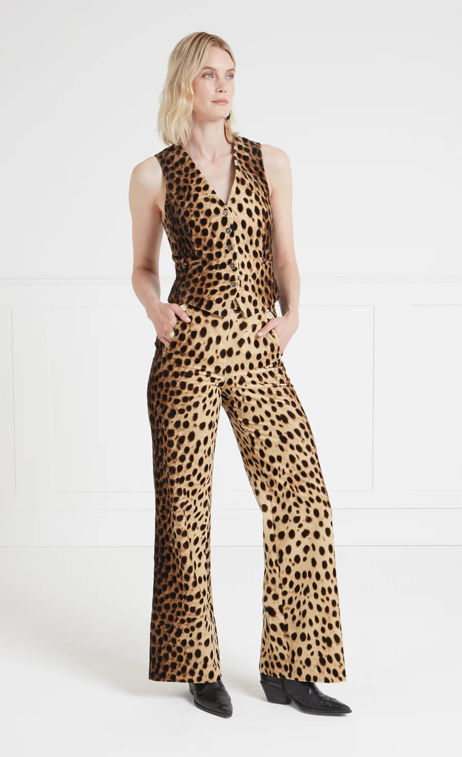 Nemera Velvet Trousers - Leopard Print - Image 4