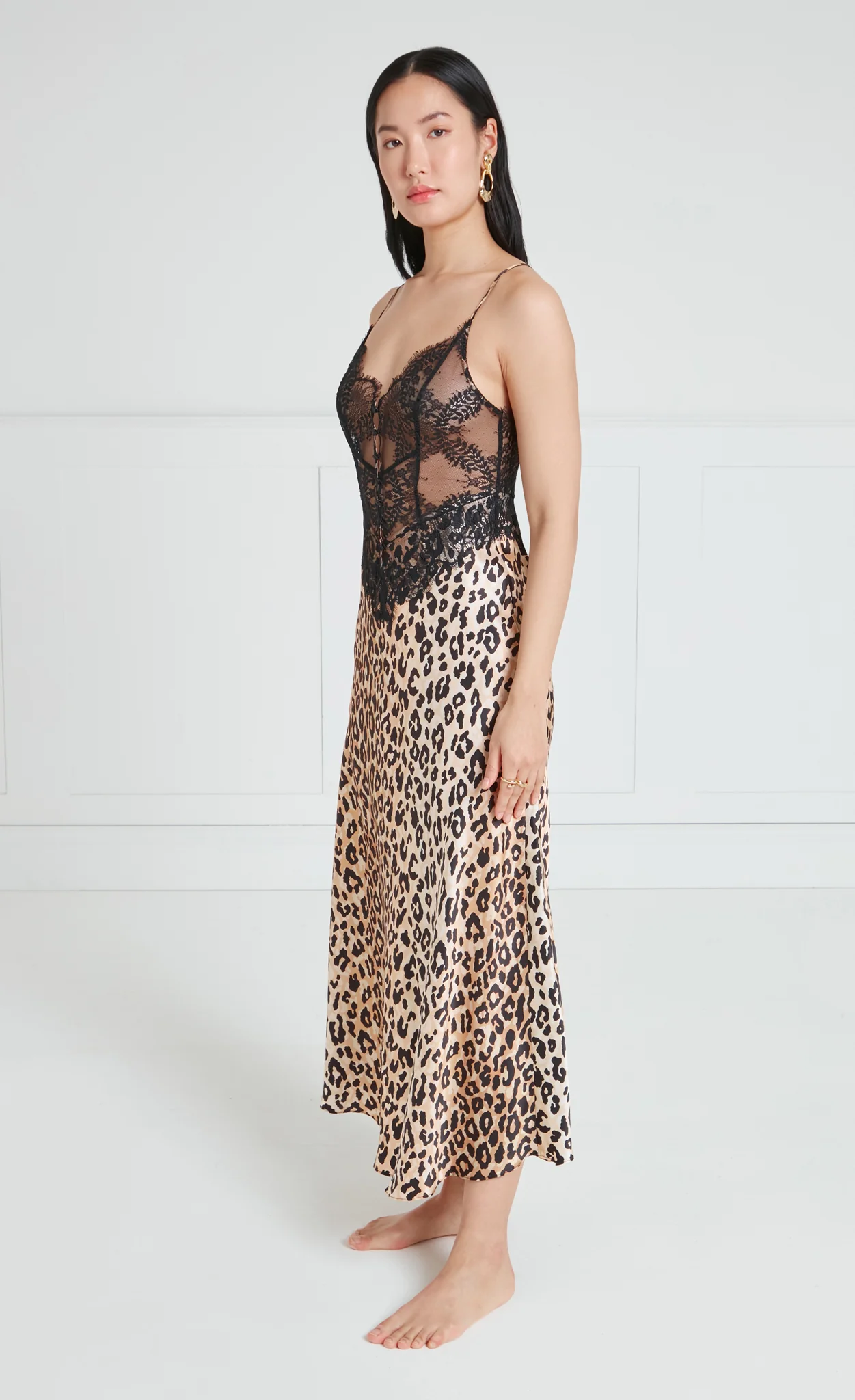 Nyx Slip Dress - Black & Leopard - Image 3