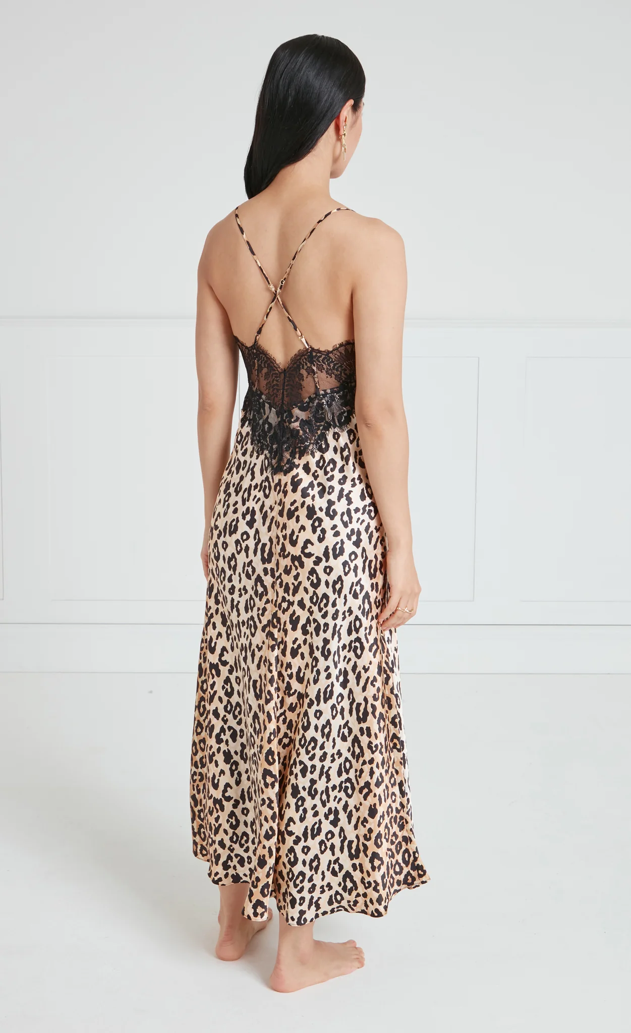 Nyx Slip Dress - Black & Leopard - Image 4