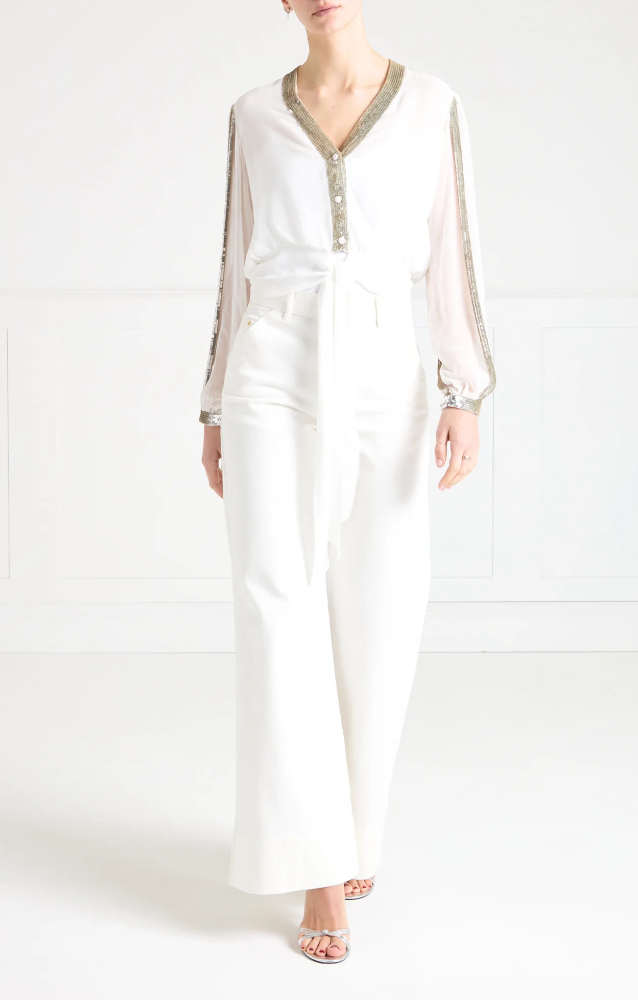 Raquel Wide-Leg Jean - White - Image 7