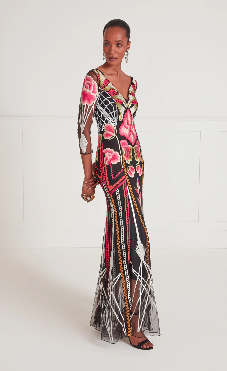 Romina V-Neck Dress - Black - Image 5