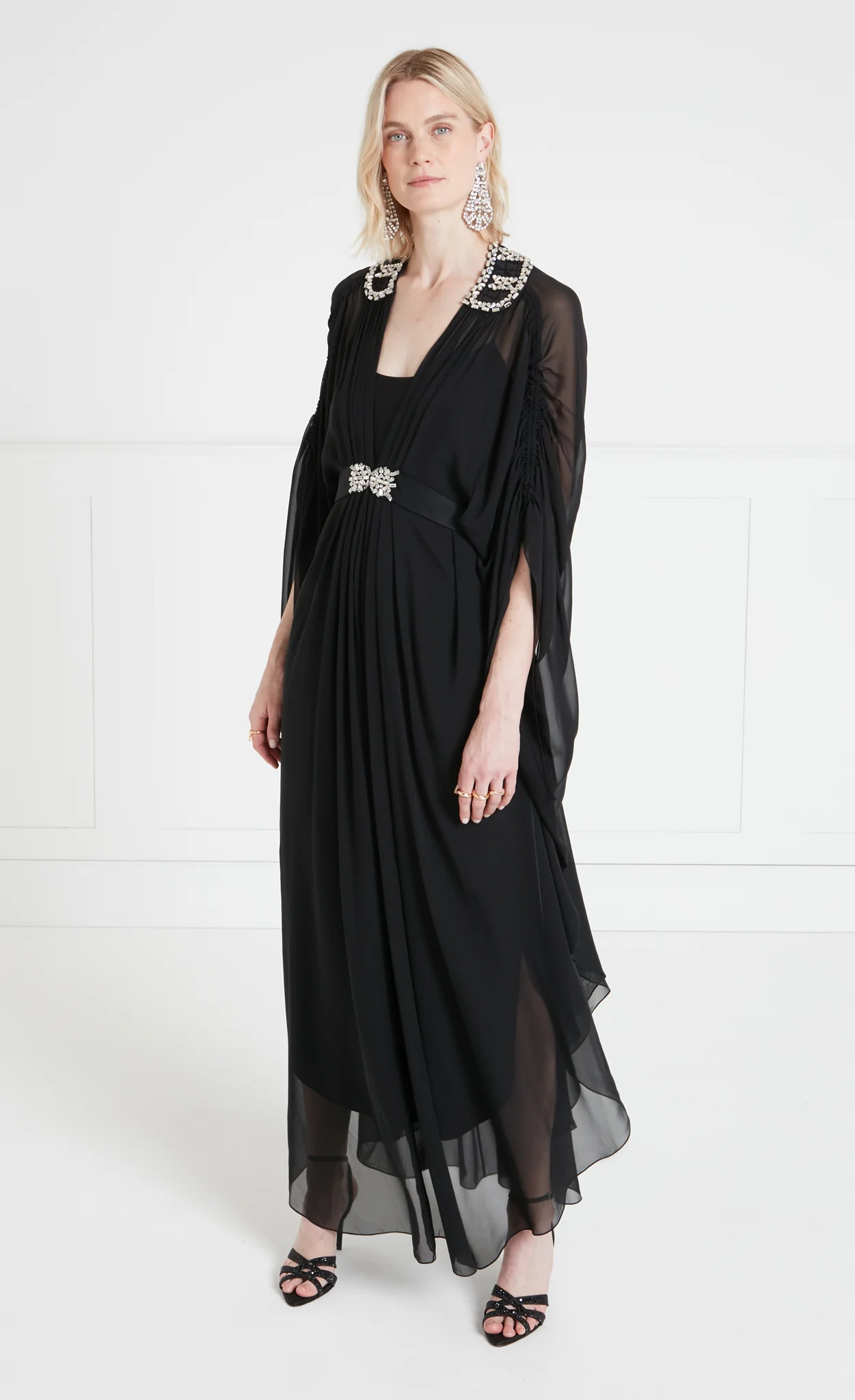 Sofia Long Kaftan - Black - Image 2