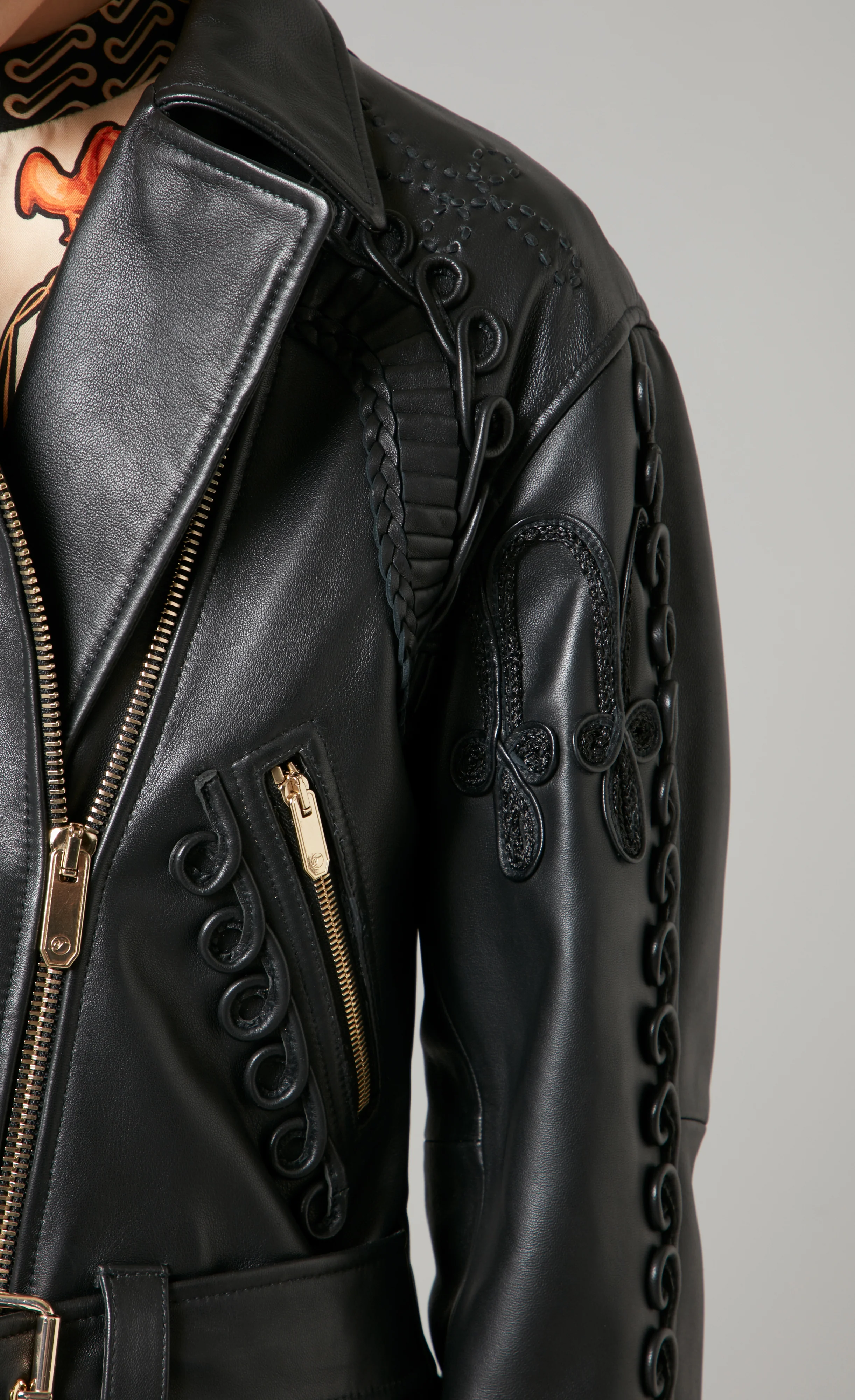 Texas Braided Leather Jacket - Black - Image 5
