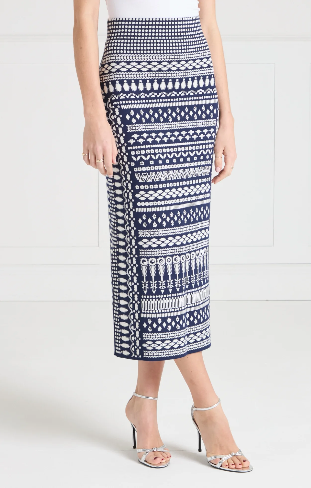 Tlalli Knit Skirt - Navy Silver - Image 2