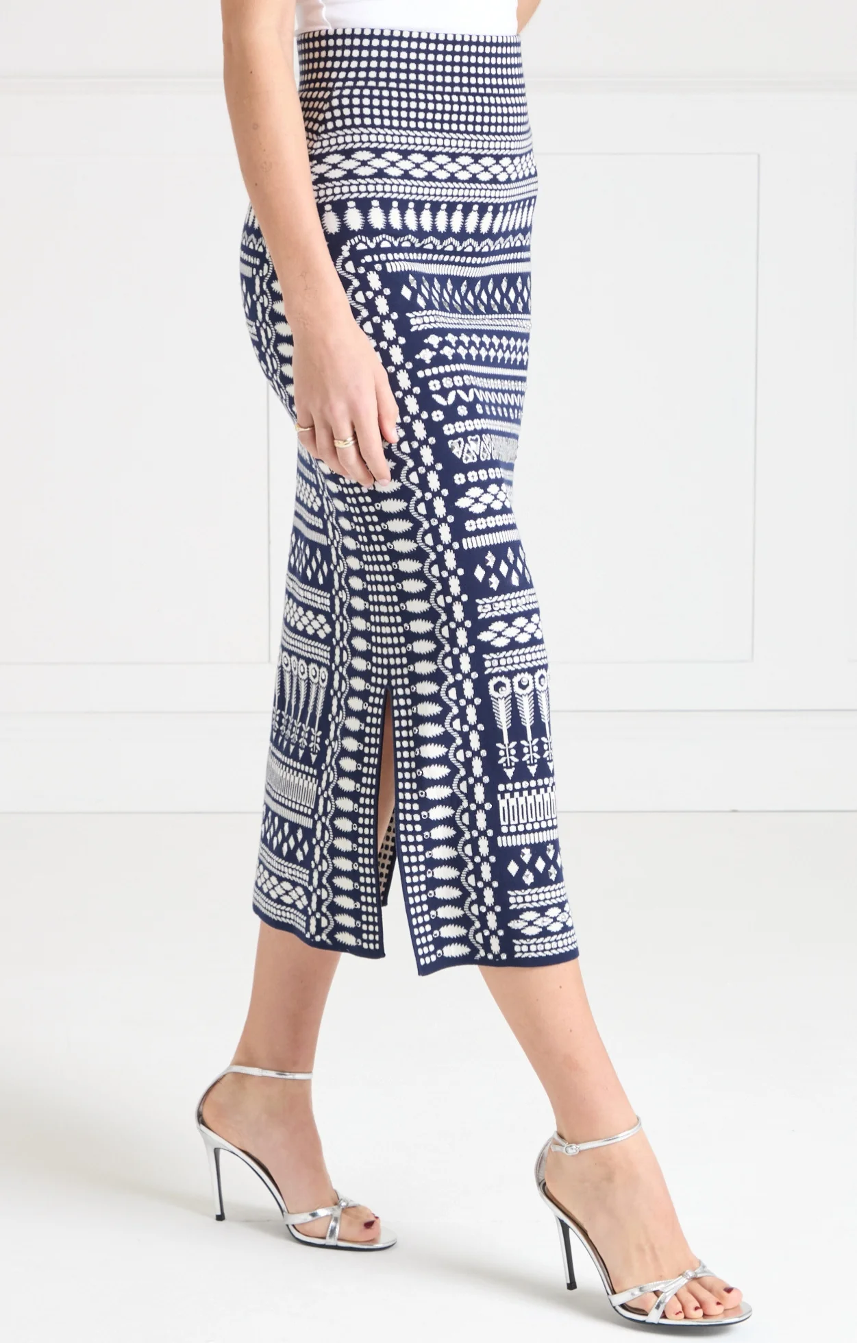 Tlalli Knit Skirt - Navy Silver - Image 3