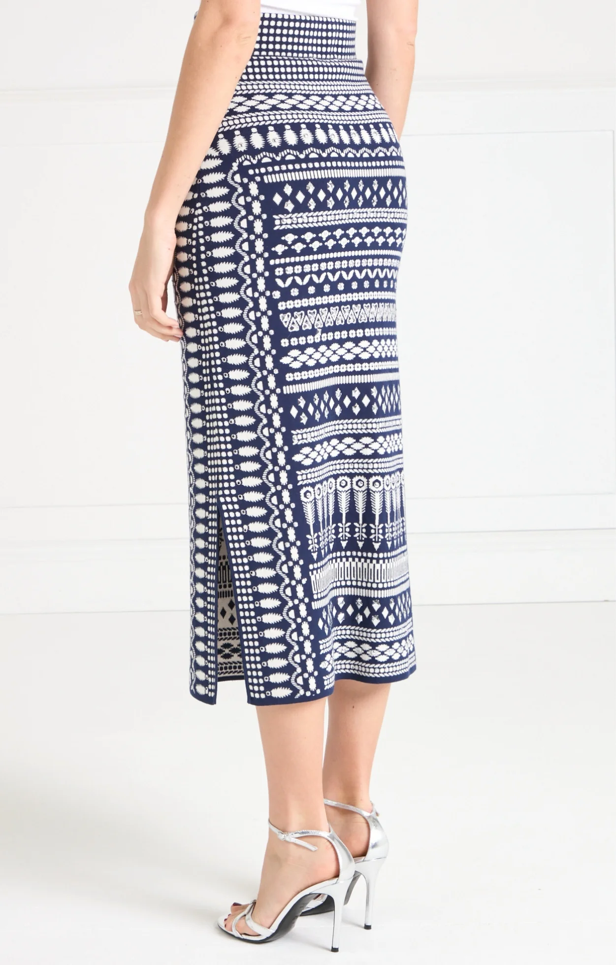 Tlalli Knit Skirt - Navy Silver - Image 4