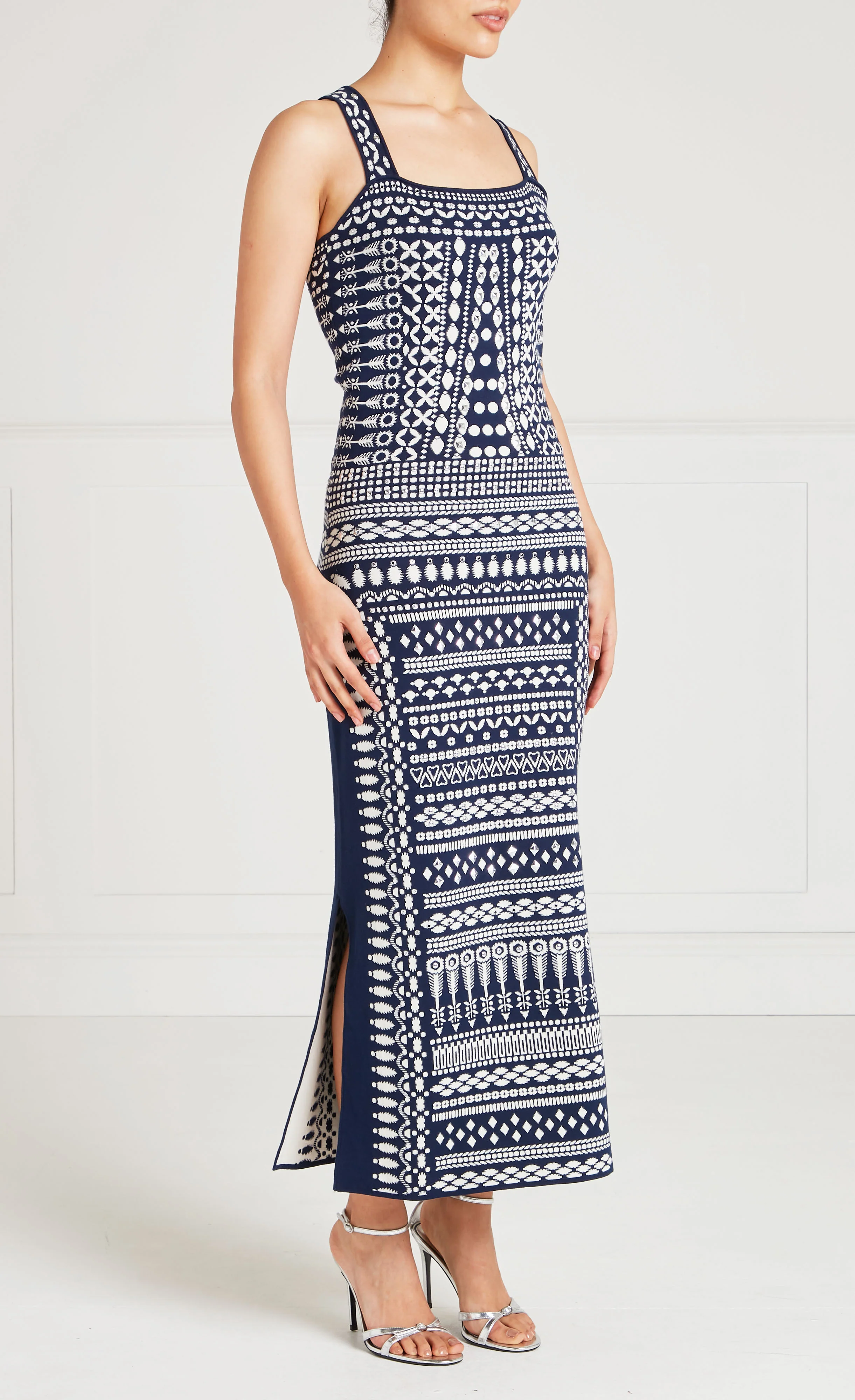 Tlalli Knit Strappy Dress - Navy Silver - Image 4