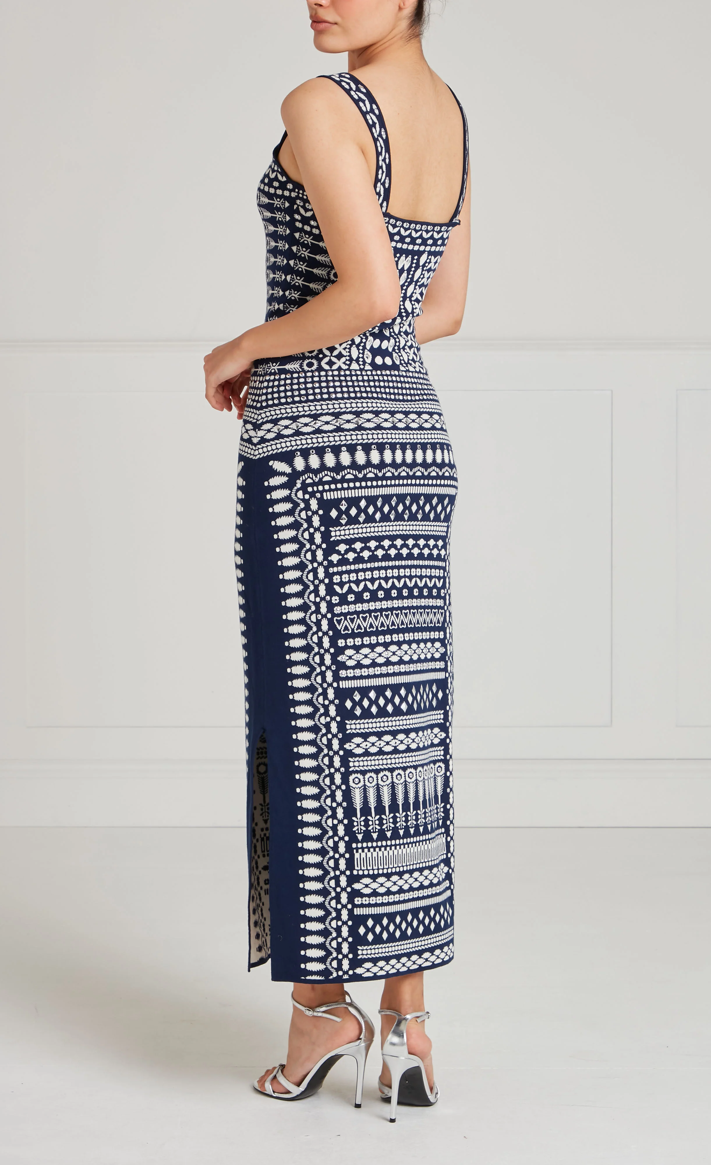 Tlalli Knit Strappy Dress - Navy Silver - Image 5