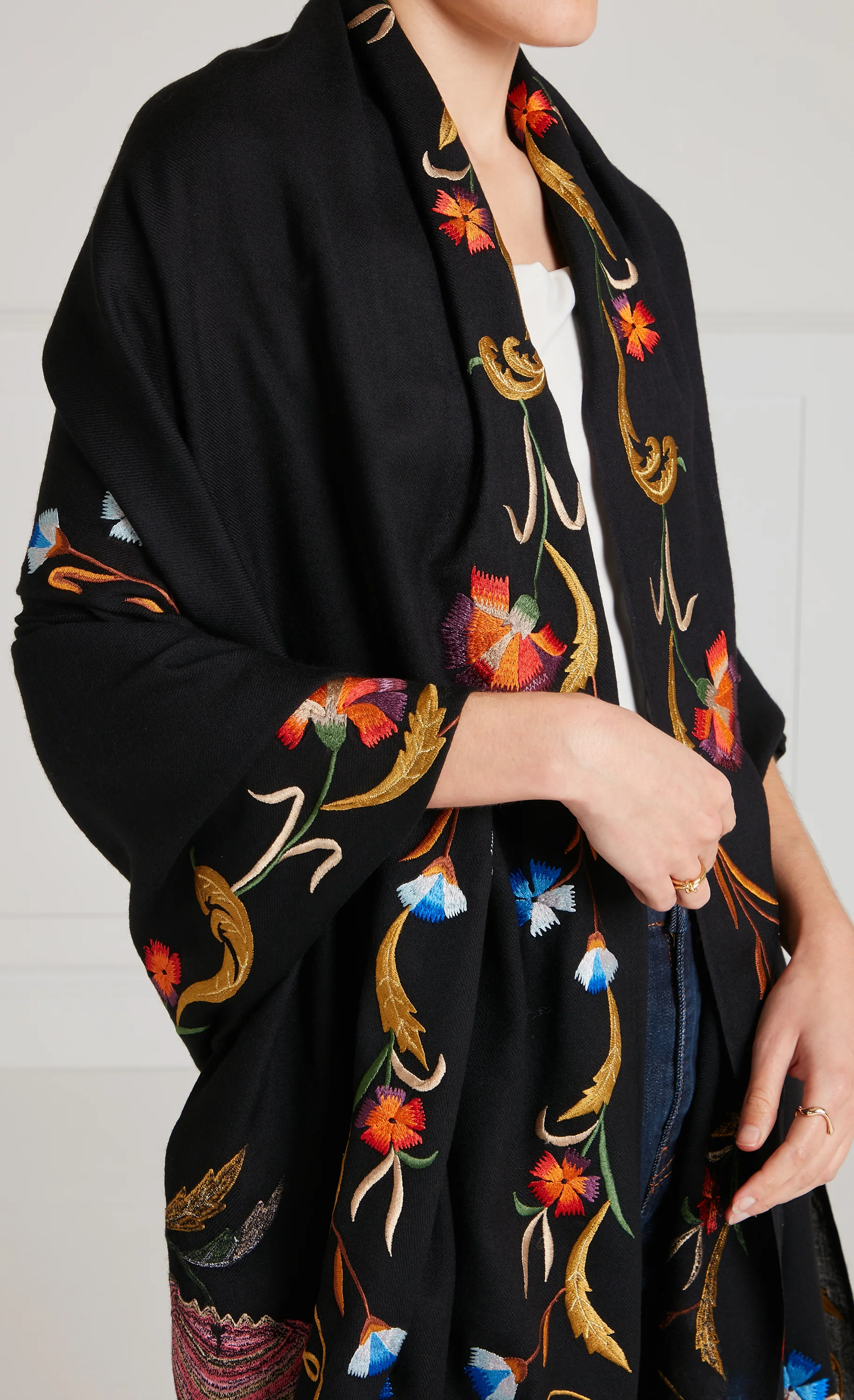 Toledo Embroidered Scarf - Black Mix - Image 10