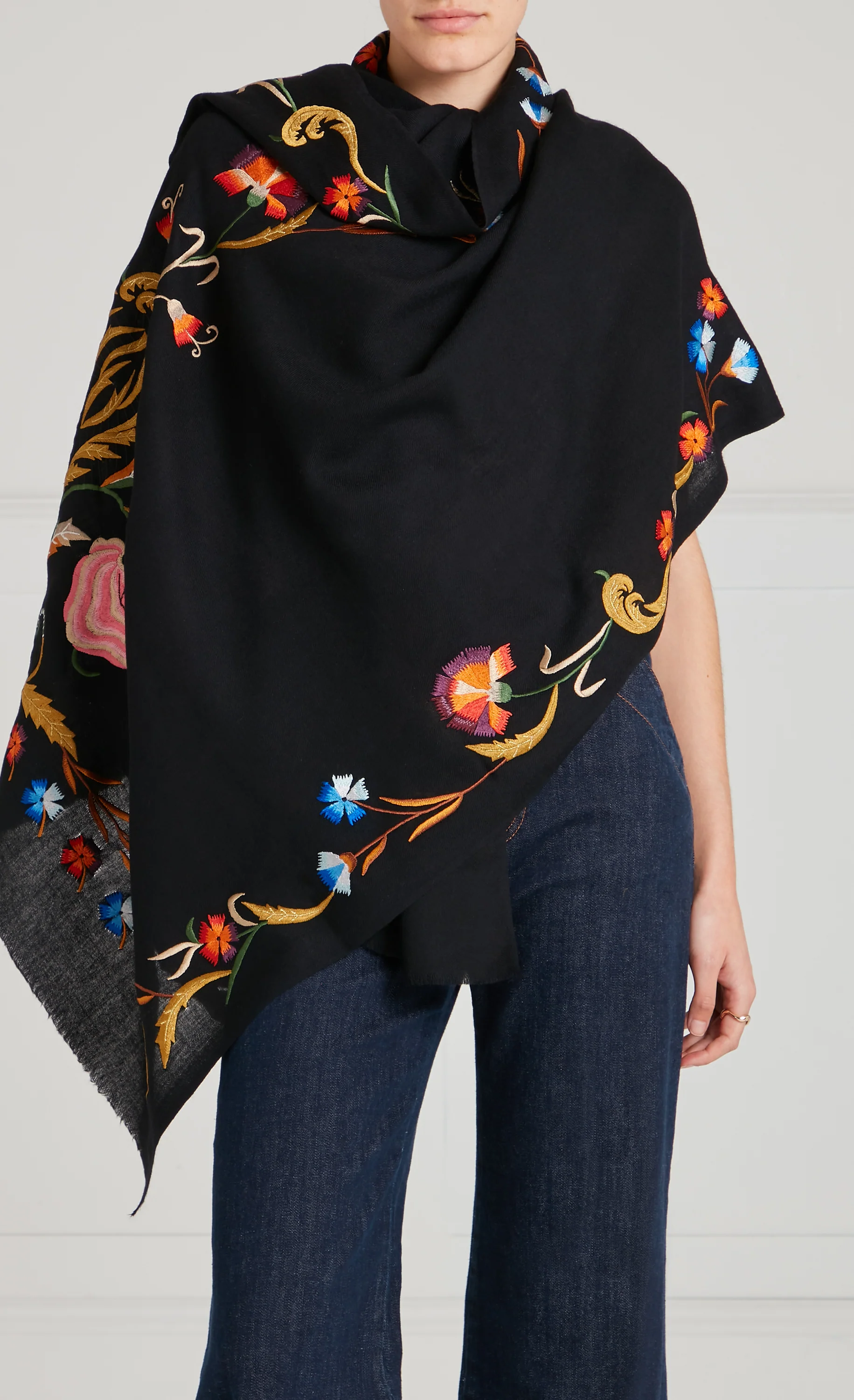Toledo Embroidered Scarf - Black Mix - Image 4