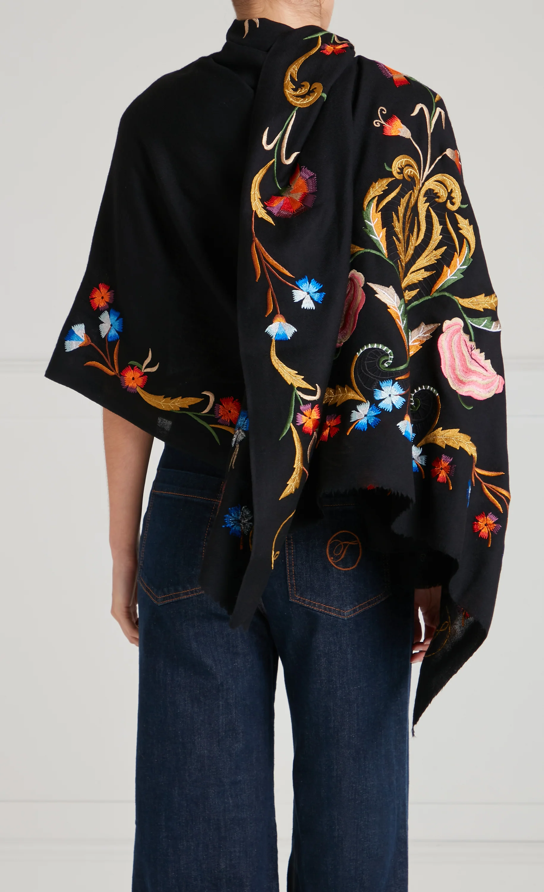 Toledo Embroidered Scarf - Black Mix - Image 5