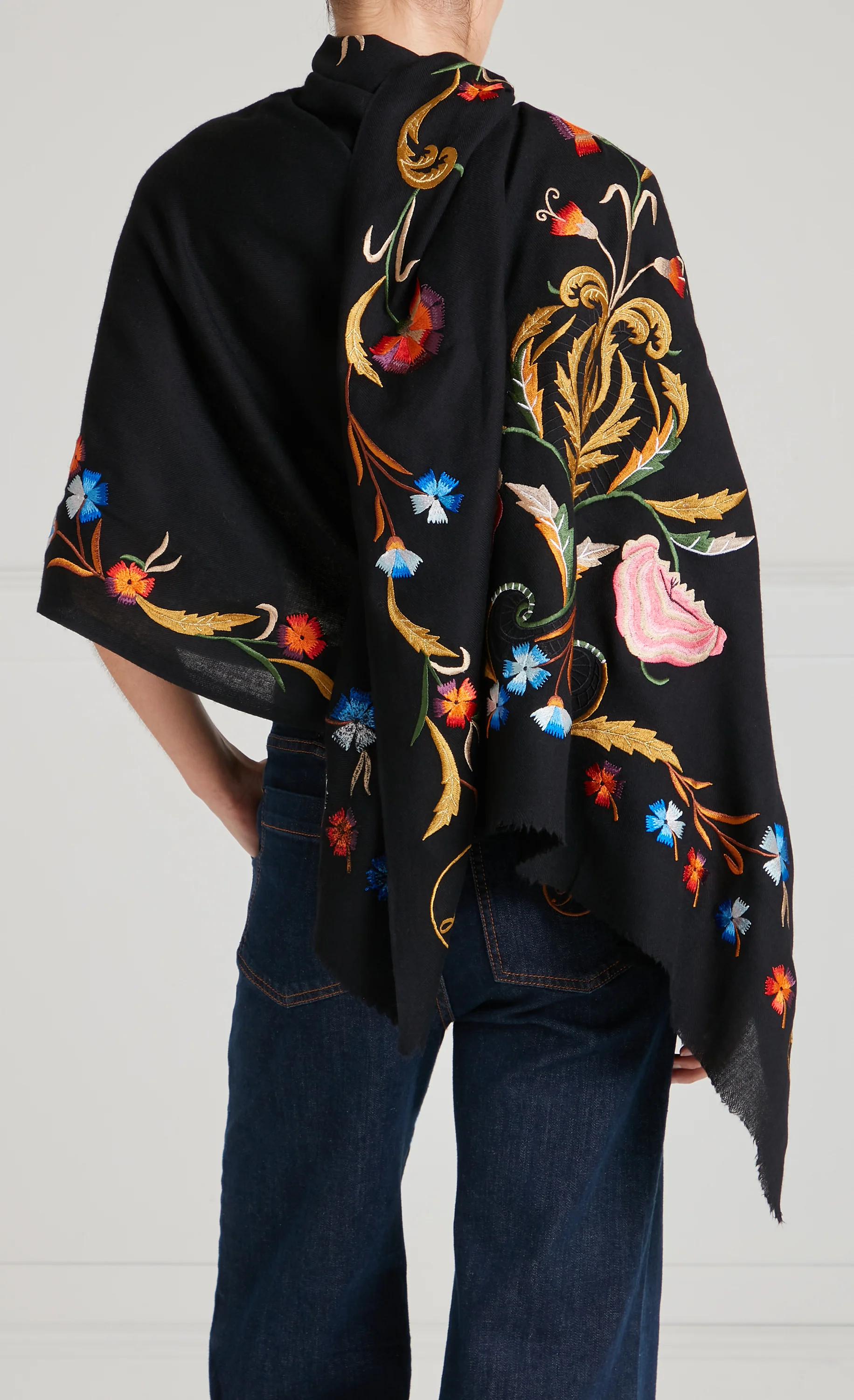 Toledo Embroidered Scarf - Black Mix - Image 6