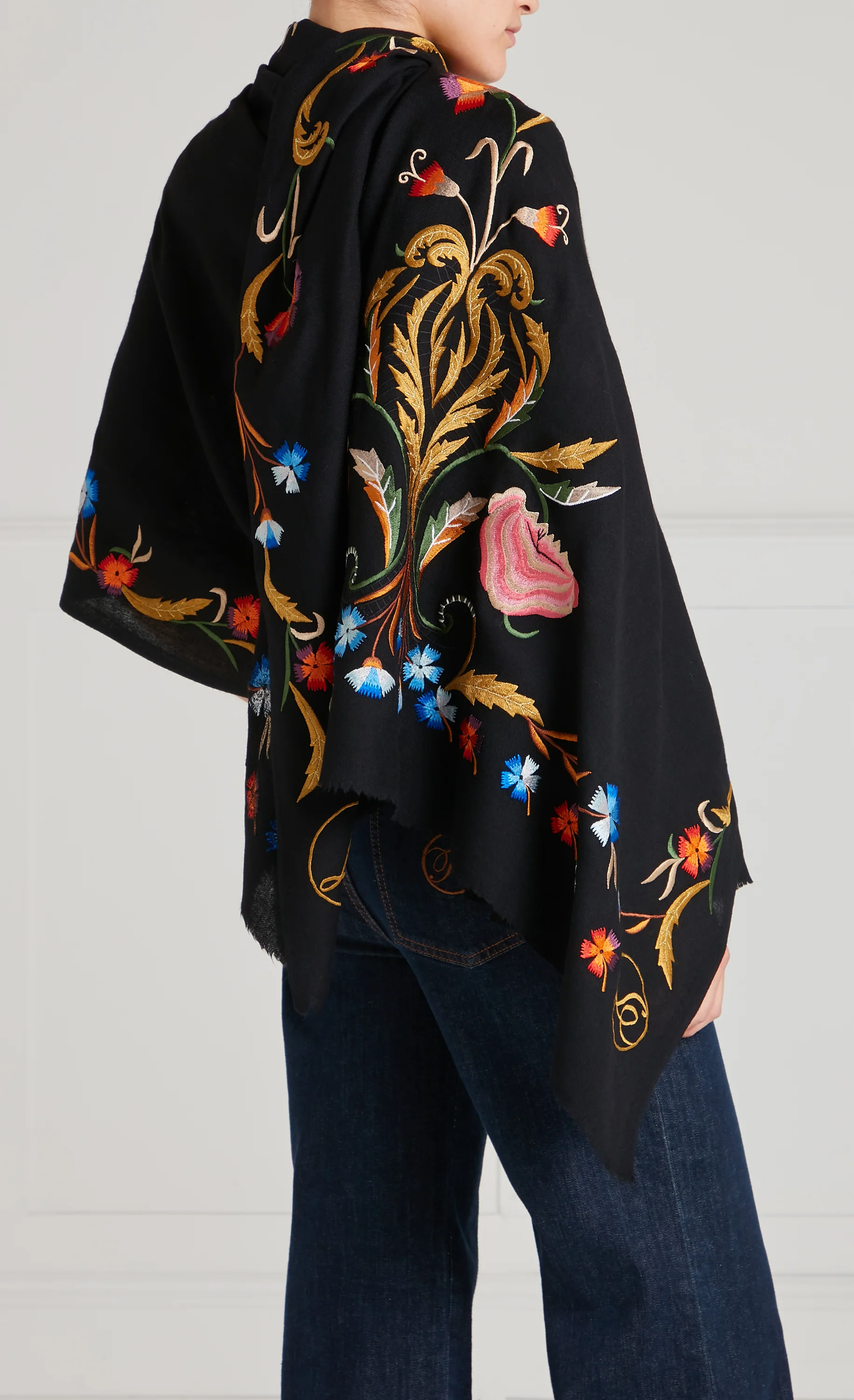 Toledo Embroidered Scarf - Black Mix - Image 7