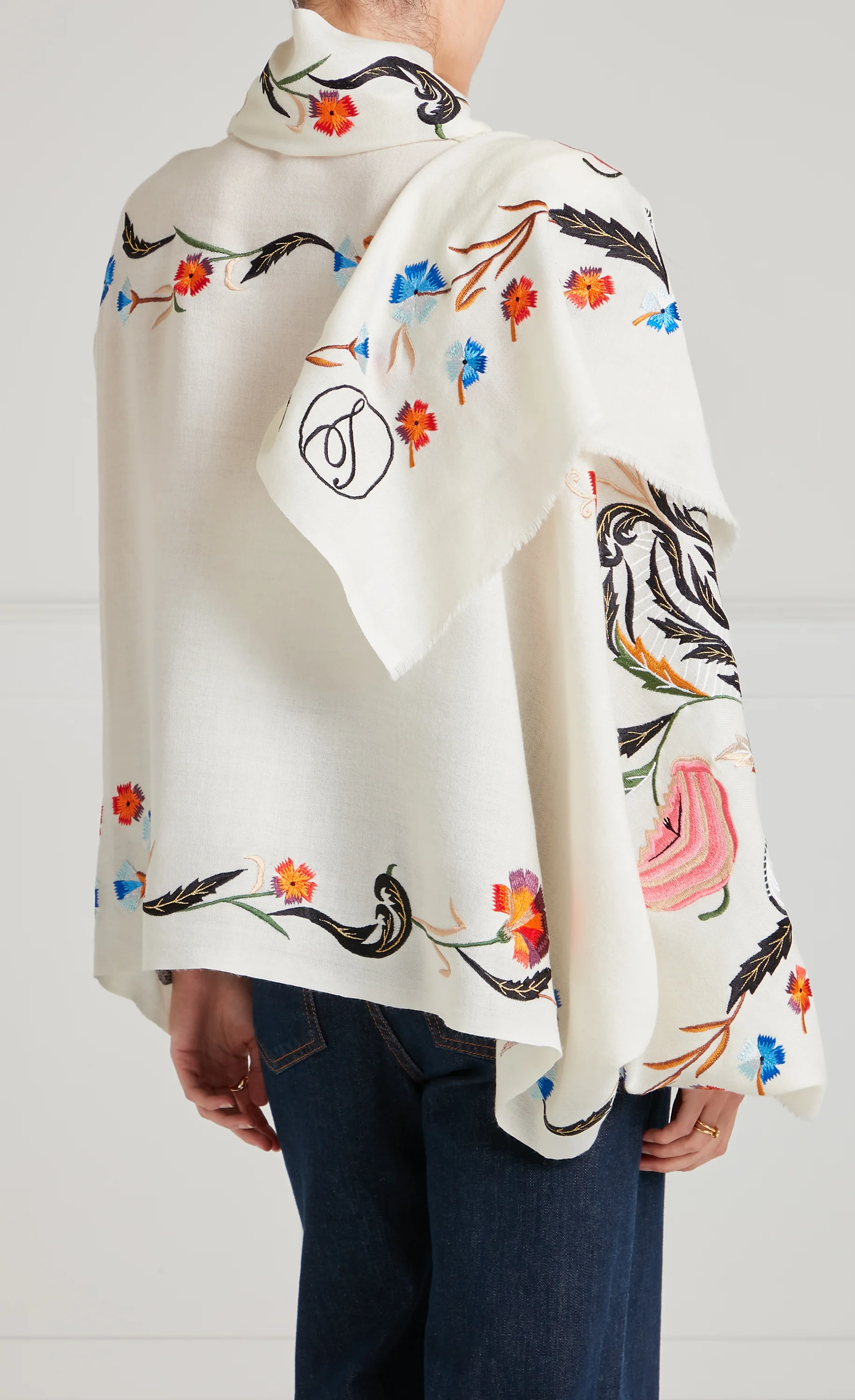 Toledo Embroidered Scarf - Cream Mix - Image 4