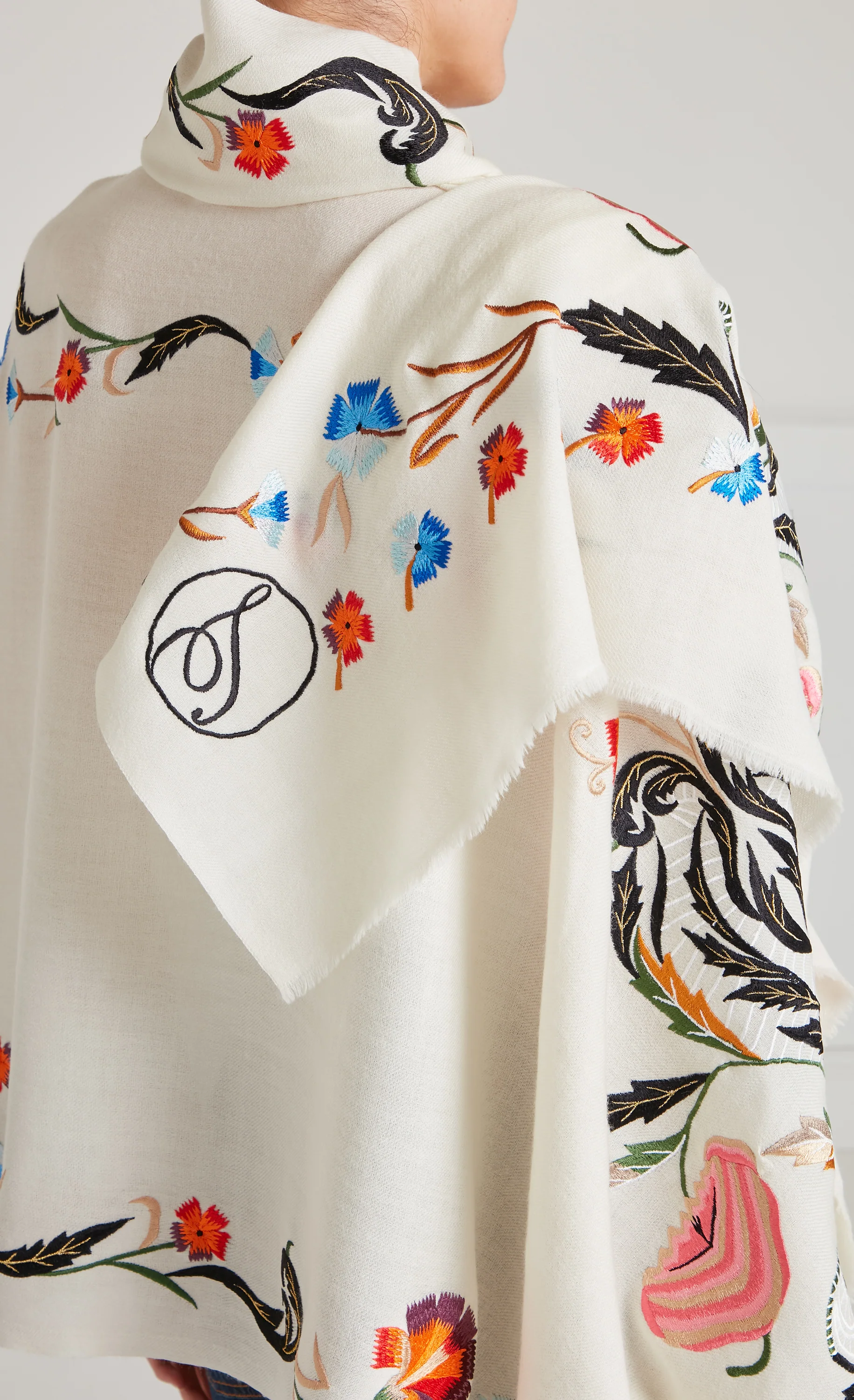 Toledo Embroidered Scarf - Cream Mix - Image 5